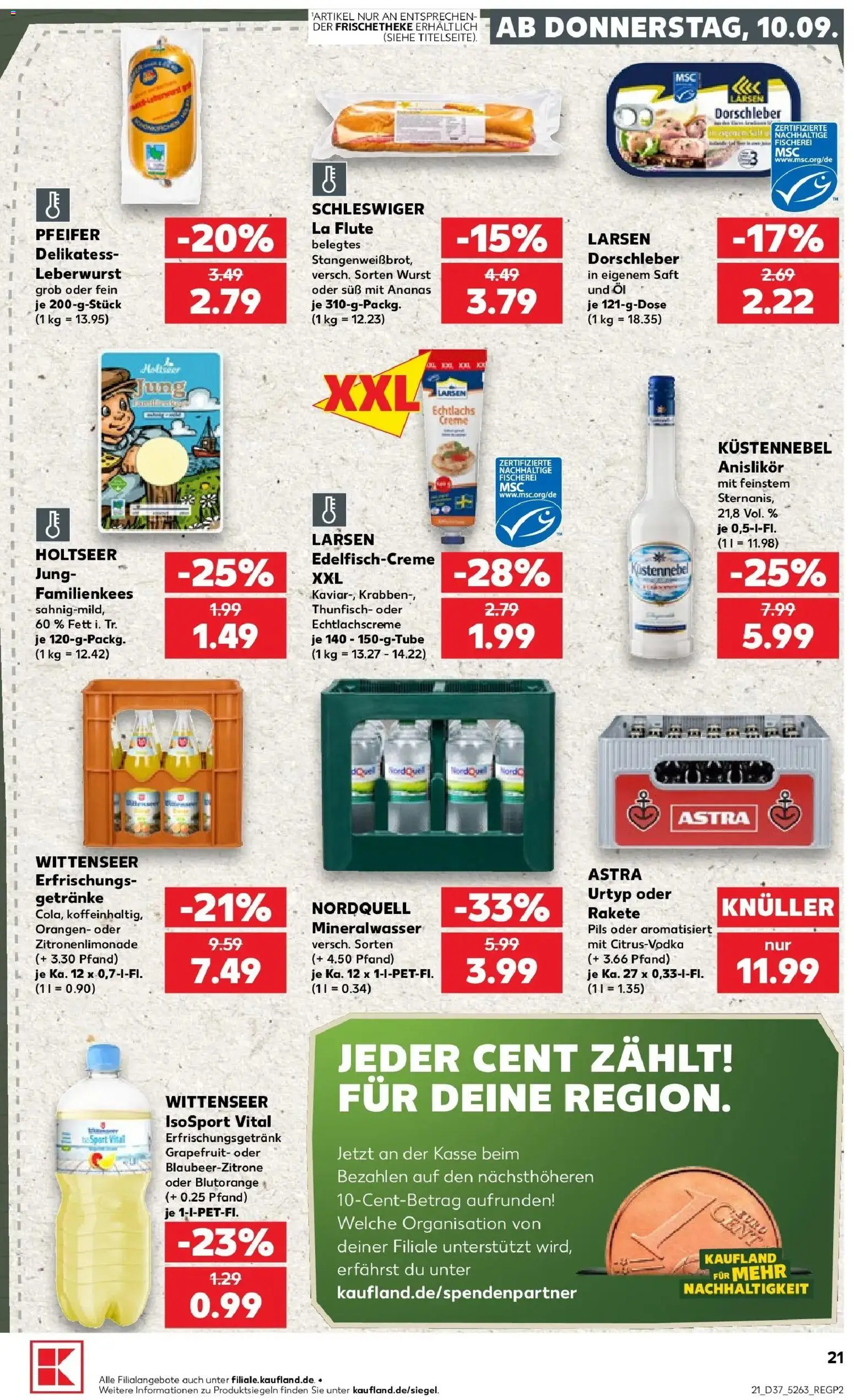 Prospekt Kaufland ab 10.09.2026 » Angebote Online zum Blättern | Seite: 21 | Produkte: Thunfisch, Creme, Wurst, Saft