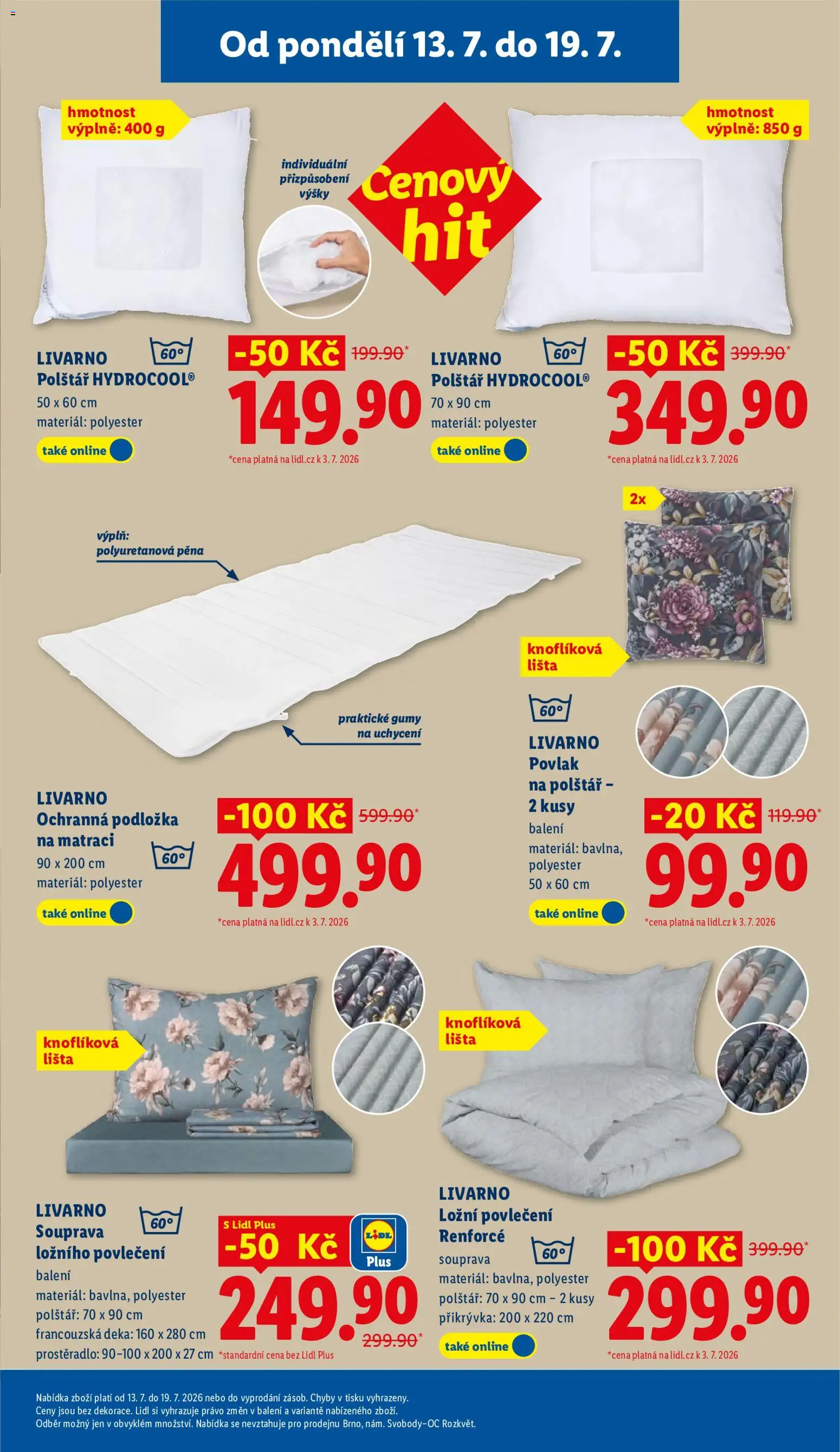 Lidl leták - Spotřební zboží od 13.07.2026 | Strana: 3 | Produkty: Povlak na polštář, Ložní povlečení, Deka, Přikrývka