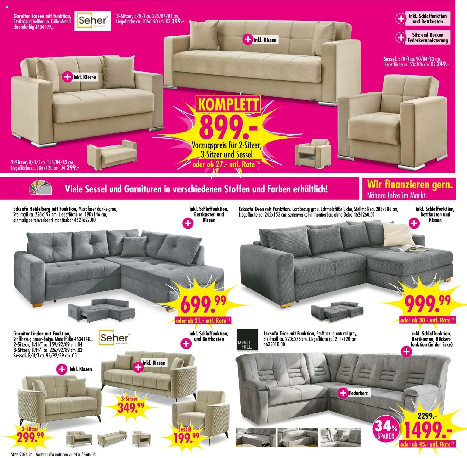 SB Möbel Boss Aktueller Prospekt – gültig ab 24.10.2026 | Seite: 4 | Produkte: Ecksofa, Kissen, Sessel