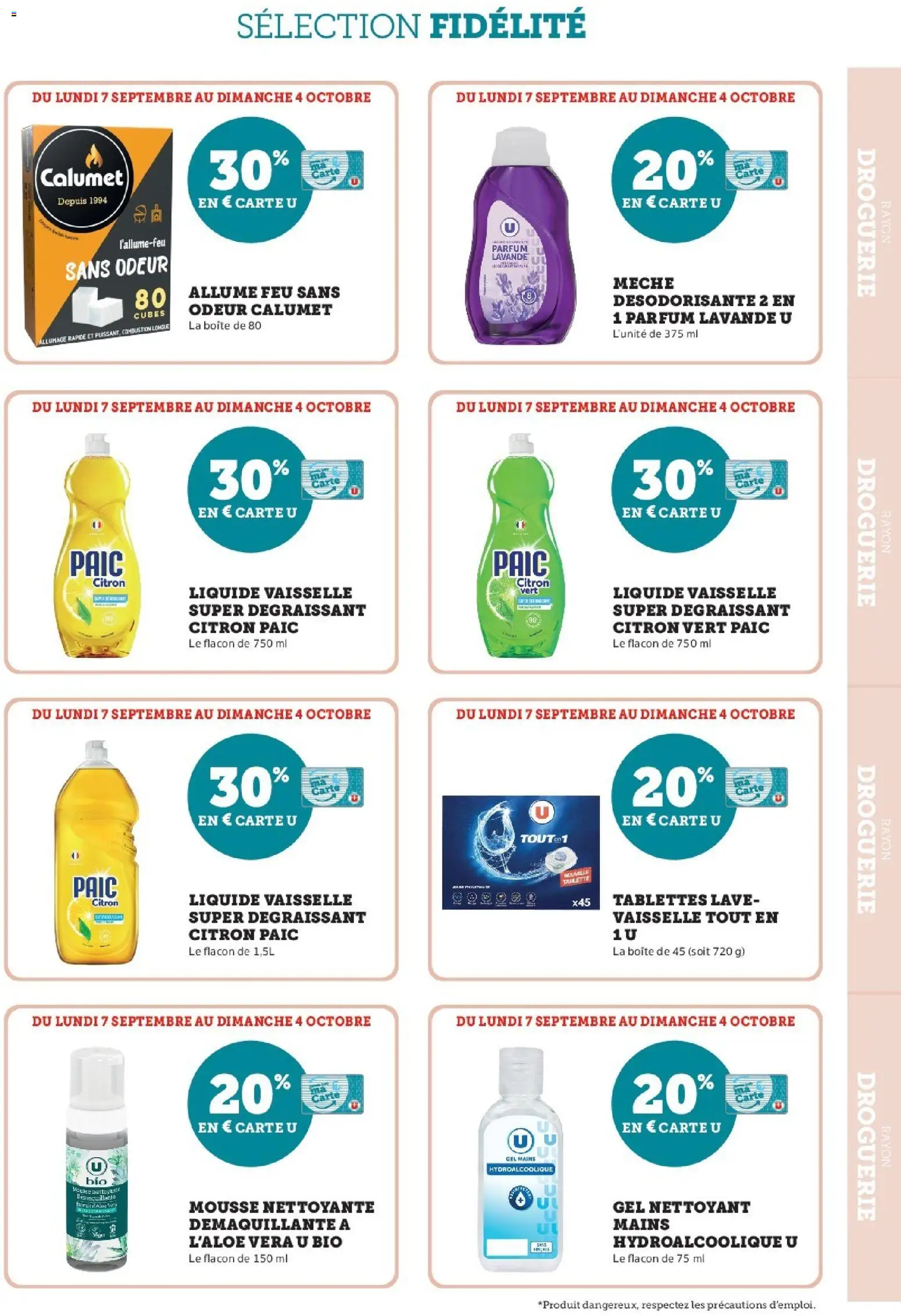 {H1} | Page: 11 | Produits: Allume feu, Gel nettoyant, Liquide vaisselle, Mousse