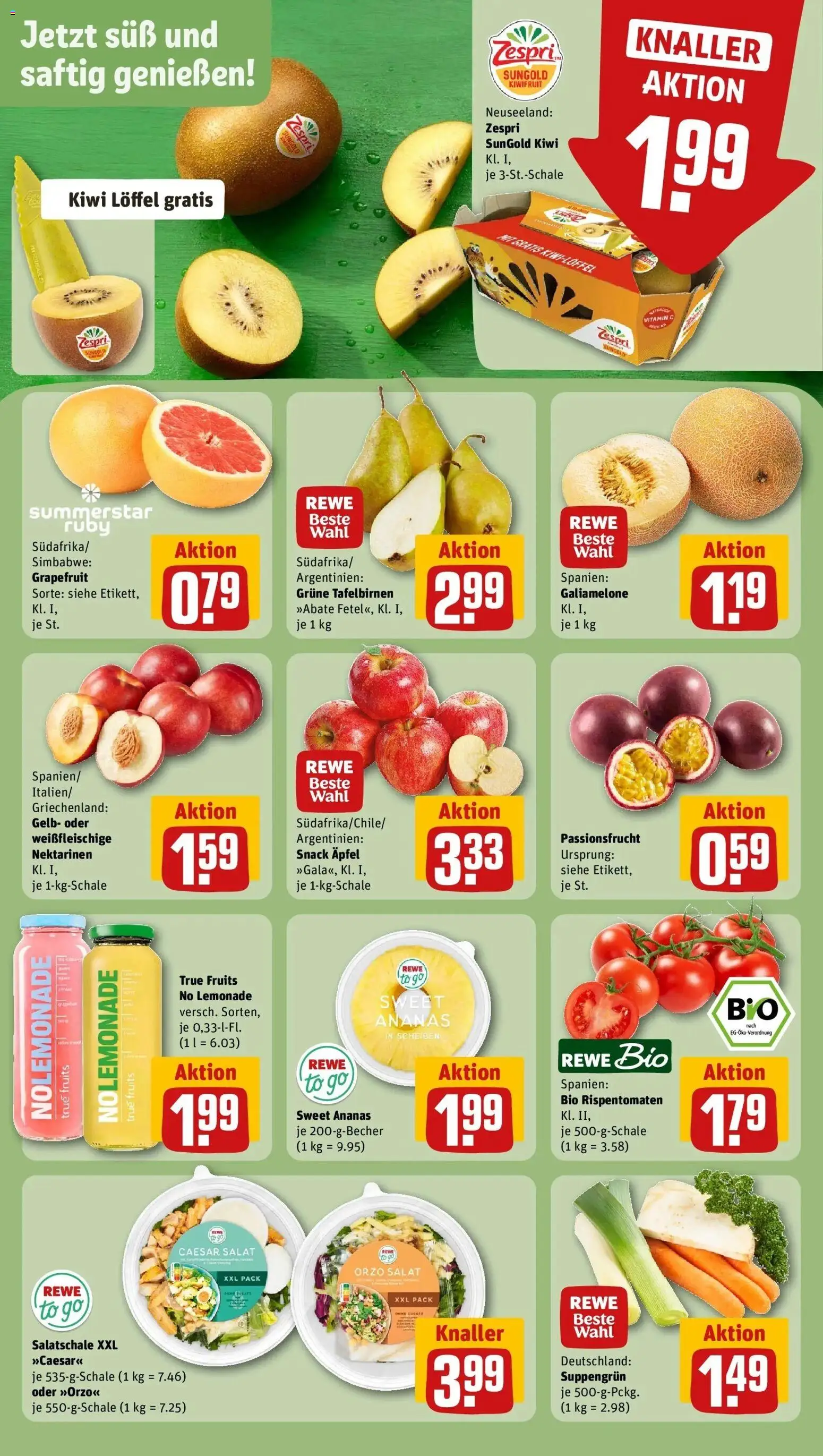 REWE Prospekt ab 10.08.2026 zum Blättern » Angebote | Seite: 4 | Produkte: Nektarinen, Ananas, Grapefruit, Kiwi