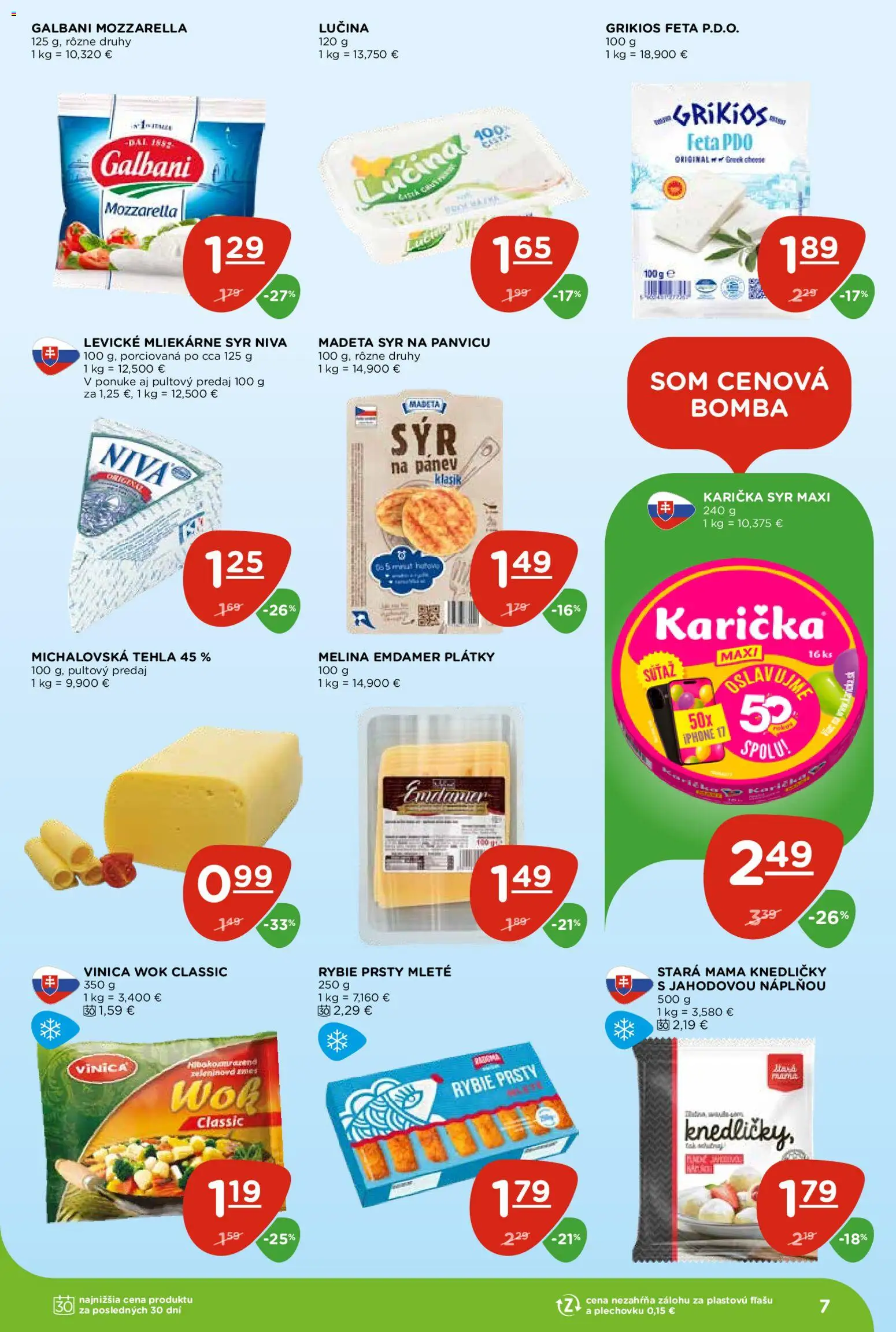 Nové Terno akcie – leták je platný od 04.06.2026 | Strana: 7 | Produkty: Syr, Rybie prsty, Mozzarella, Iphone