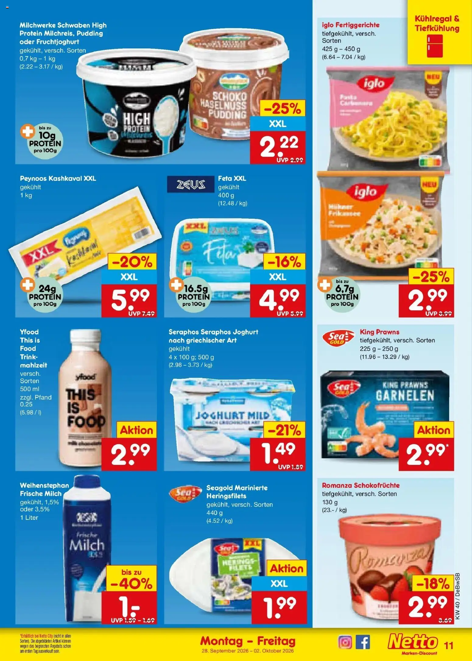 Netto Marken-Discount Prospekt Waiblingen-Bittenfeld – gültig ab 28.09.2026 | Seite: 15 | Produkte: Joghurt, Fruchtjoghurt, Pudding, Fertiggerichte