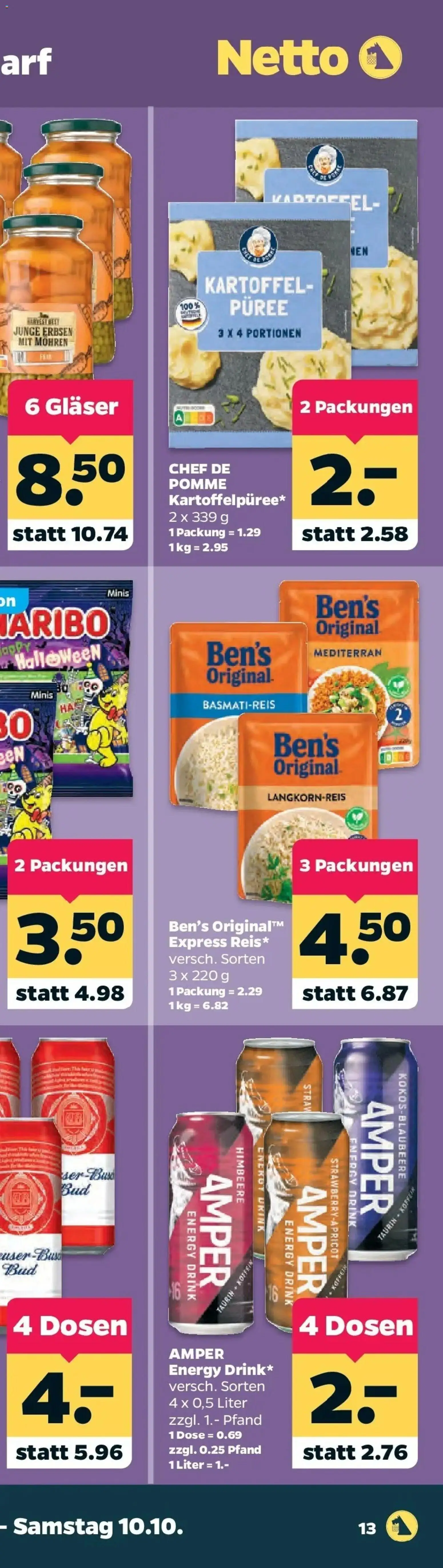 Netto Aktueller Prospekt ab 05.10.2026 → Angebote nächste Woche | Seite: 34 | Produkte: Basmatireis, Energy, Himbeere, Erbsen