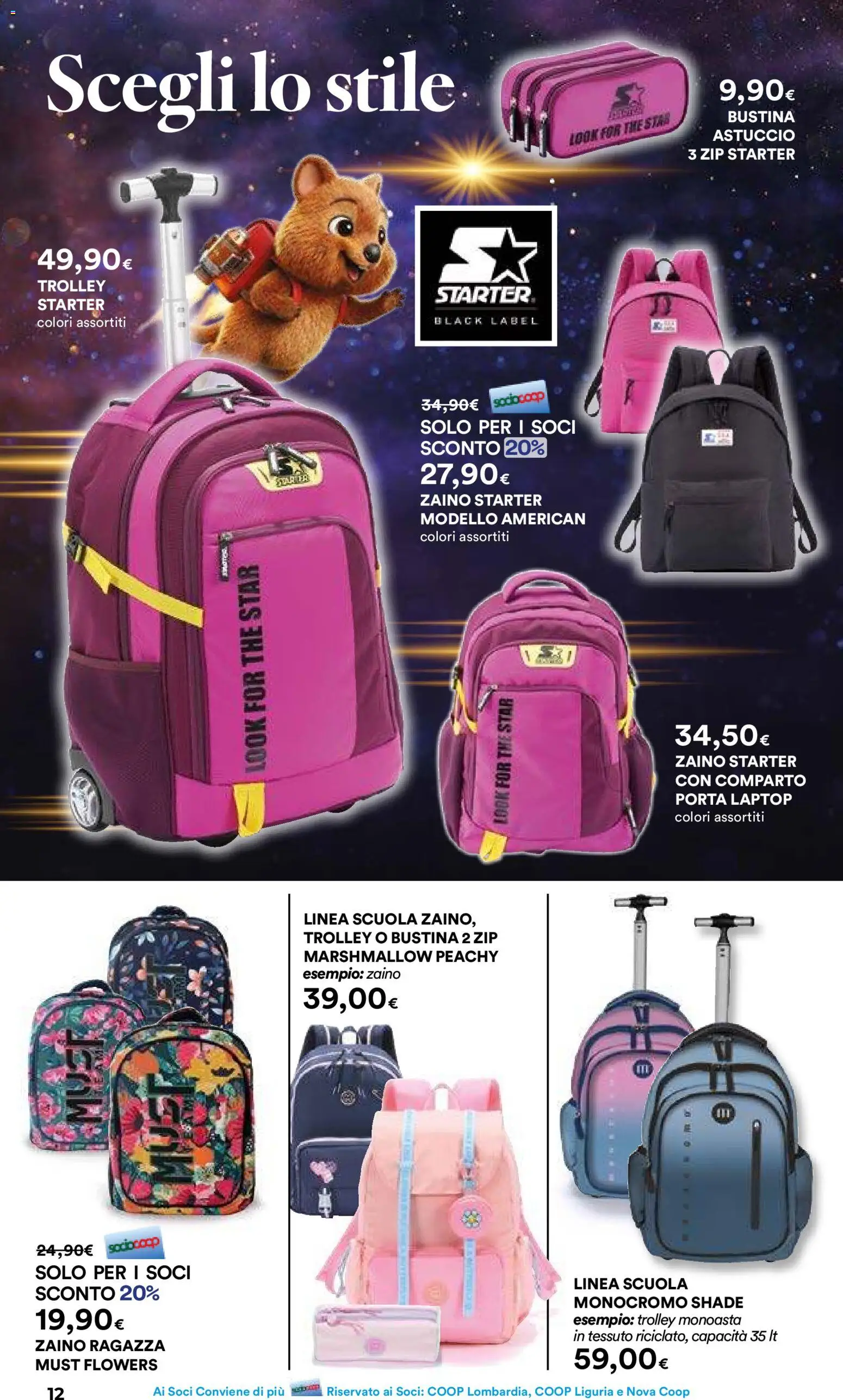 Volantino Ipercoop del 27/08/2026 | Pagina: 12 | Prodotti: Zaino, The, Astuccio, Trolley