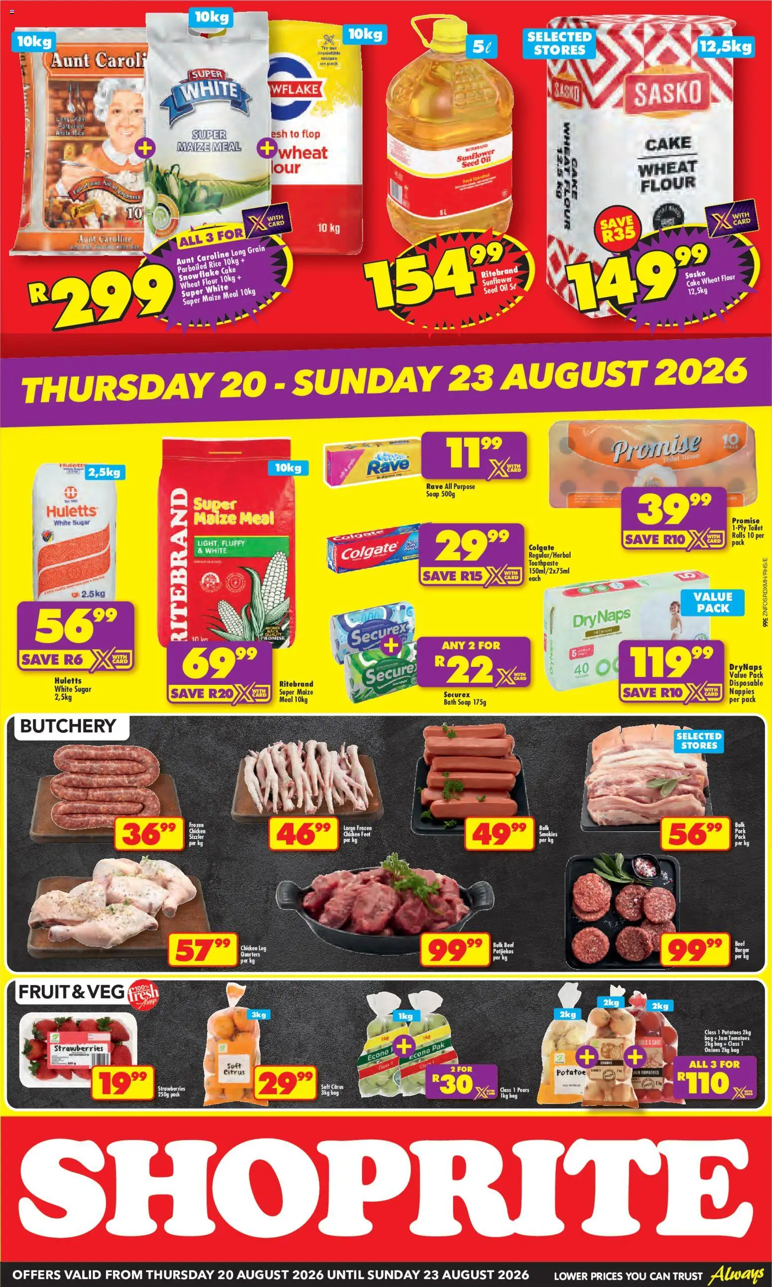New Shoprite catalogue – valid from 20/08/2026 | Page: 2 | Products: Toilet, Soap, Fruit, Sugar