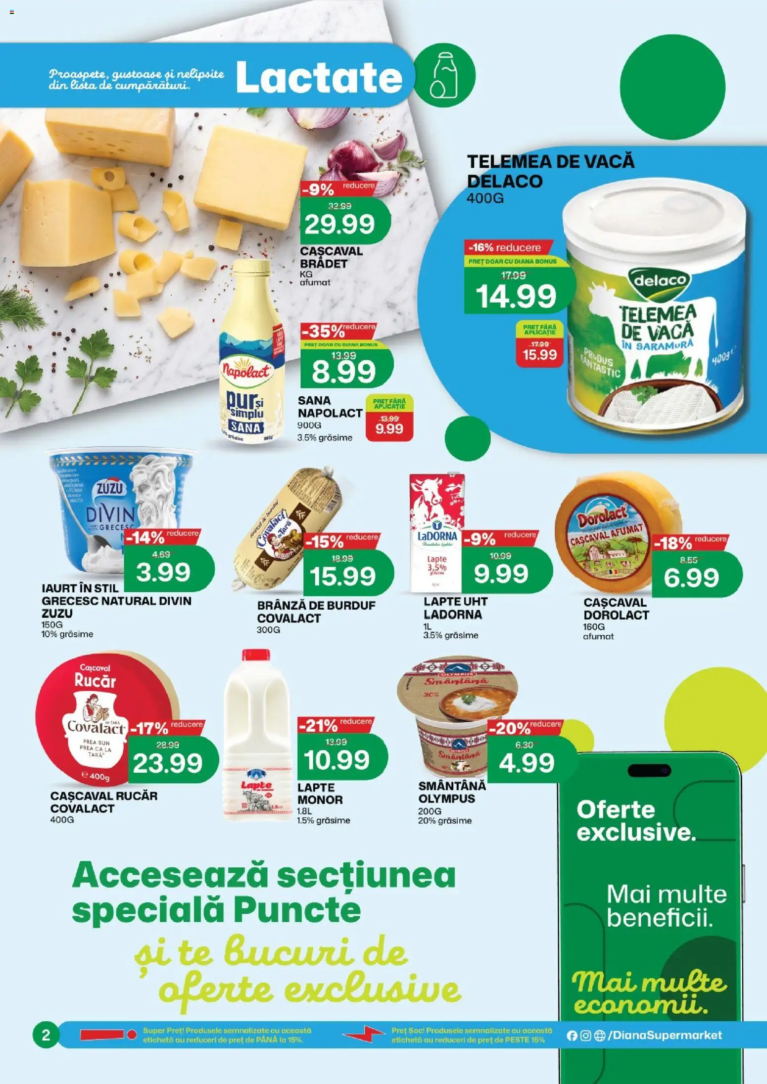 Noul catalog Diana – valabil de la 01.08.2026 | Pagină: 2 | Produse: Cașcaval, Lapte, Brânză, Smântână