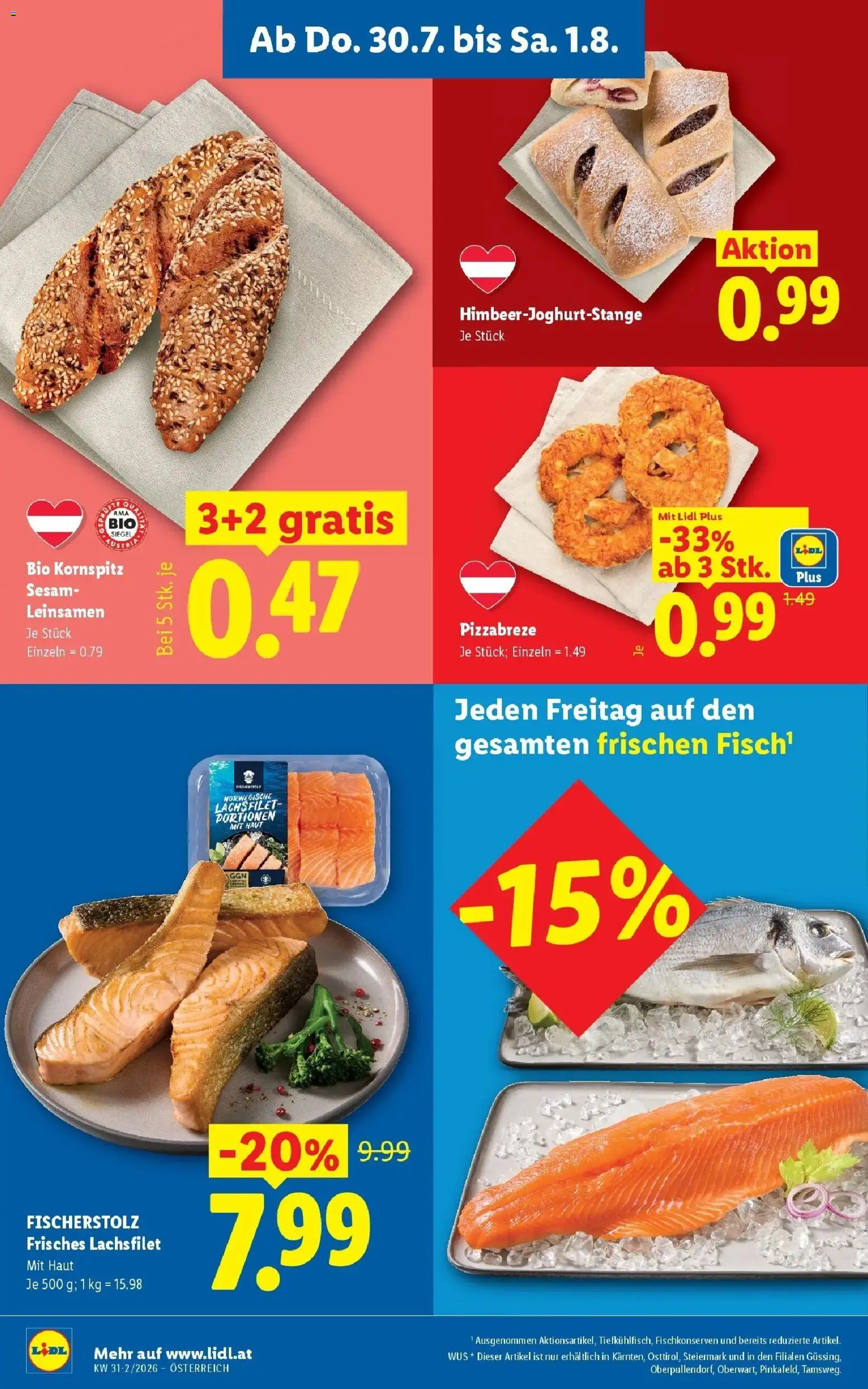 Lidl Flugblatt - Fohnsdorf, Neunkirchen, Graz gültig ab 30.07.2026 | Seite: 8 | Produkte: Lachsfilet