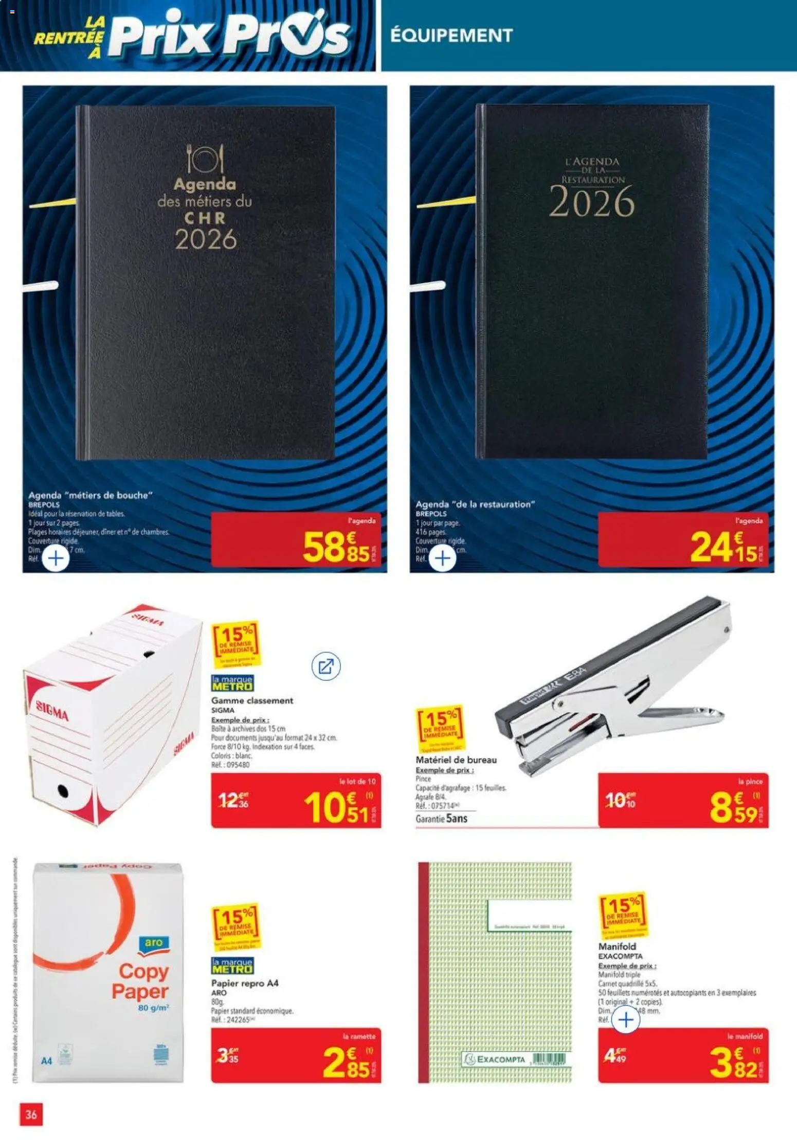 {H1} | Page: 36 | Produits: Bureau, Couverture, Agenda, Agrafe