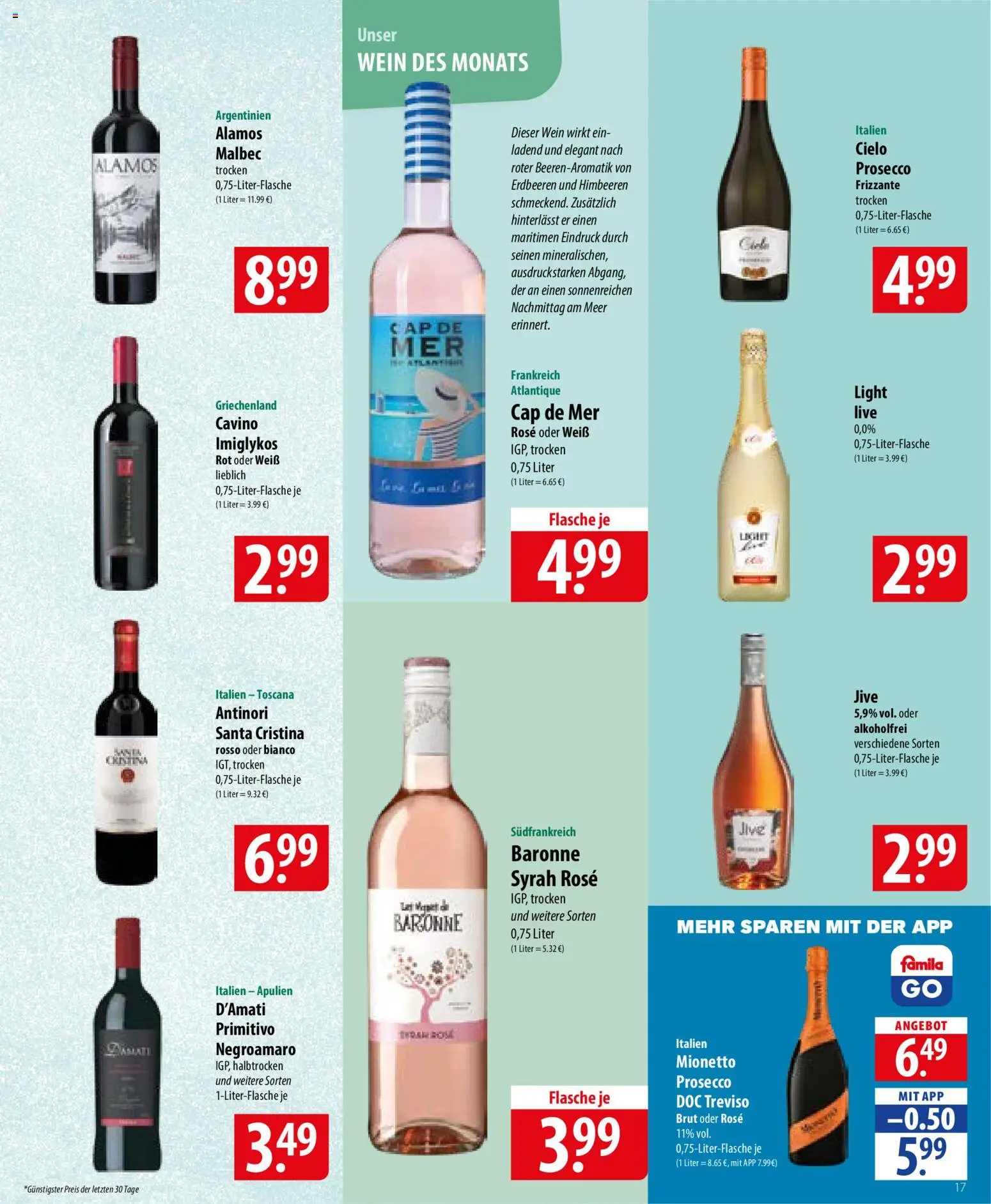 Famila Prospekt – gültig ab 01.06.2026 | Seite: 17 | Produkte: Himbeeren, Prosecco, Wein, Erdbeeren