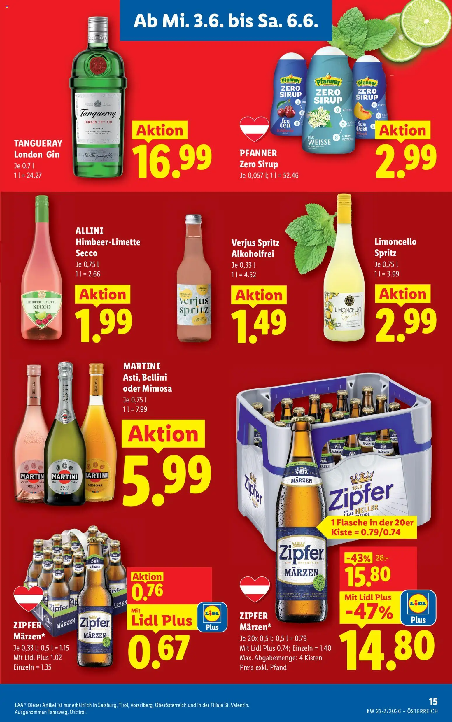 Lidl Flugblatt - Altenmarkt im Pongau, St. Johann im Pongau, Zell am See gültig ab 03.06.2026 | Seite: 17 | Produkte: Gin, Zucker, Pfirsich, Limette