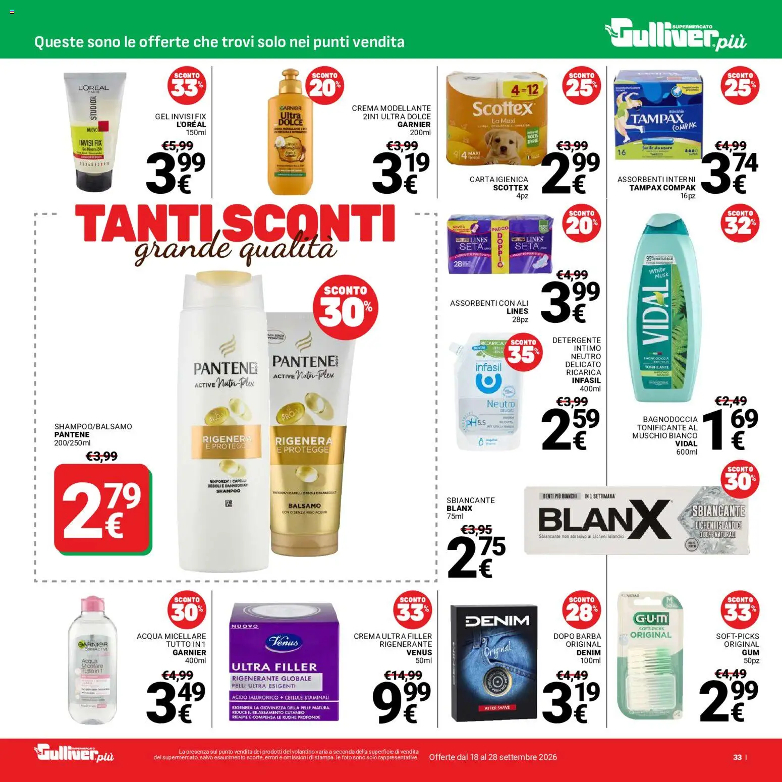 Volantino Gulliver del 18/09/2026 | Pagina: 33 | Prodotti: Balsamo, Crema, Detergente, Acqua