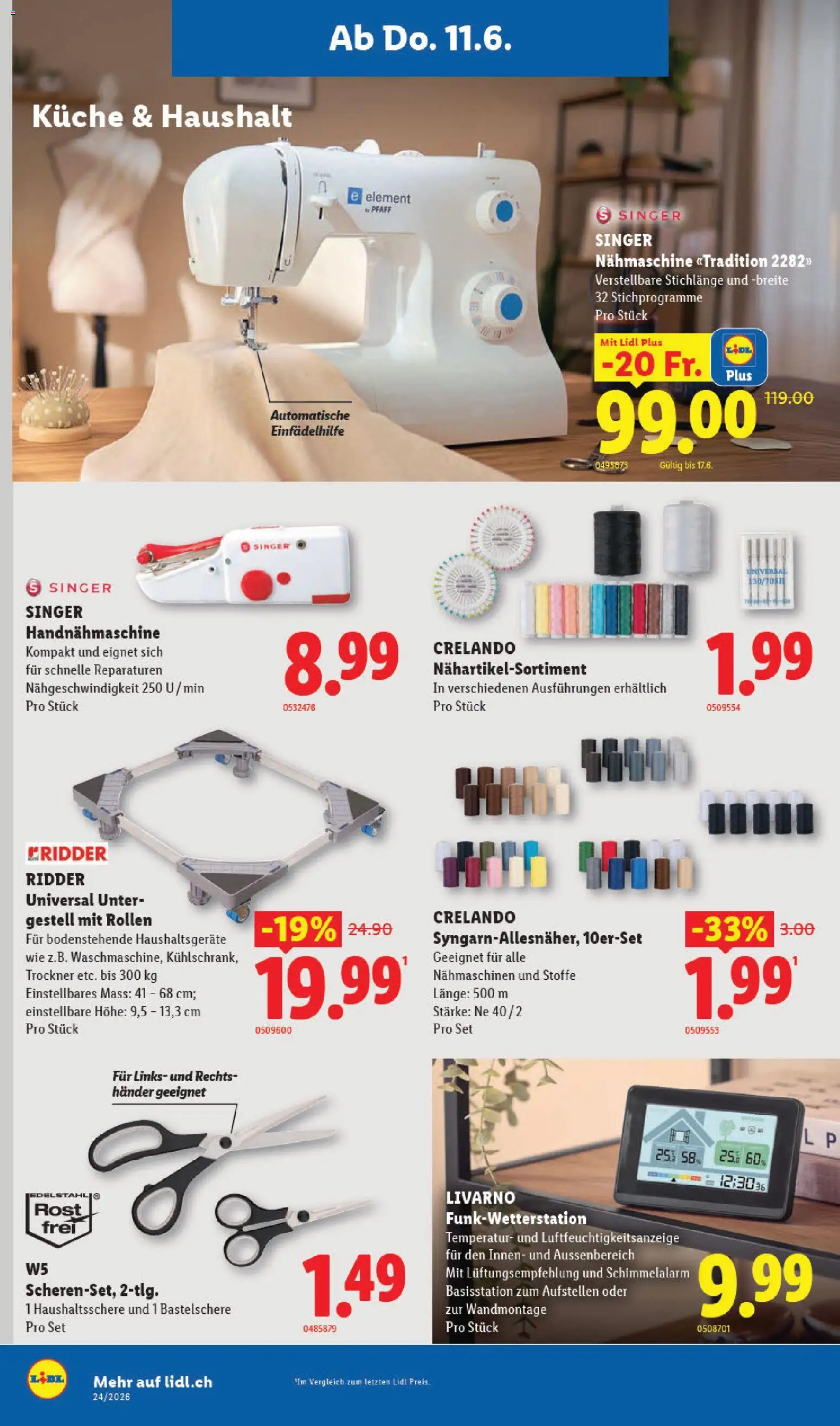 Lidl aktionen – gültig ab 11.06.2026 | Seite: 26 | Produkte: Nähmaschine, Trockner
