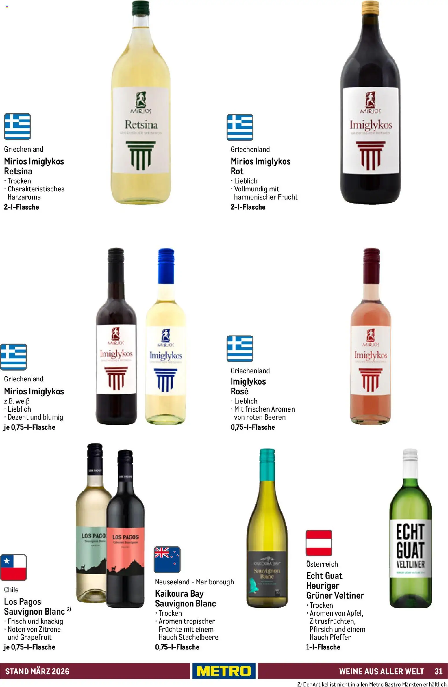 Metro Hauswein-Katalog – gültig ab 03.03.2026 | Seite: 31 | Produkte: Grapefruit, Pfeffer, Zitrone, Pfirsich
