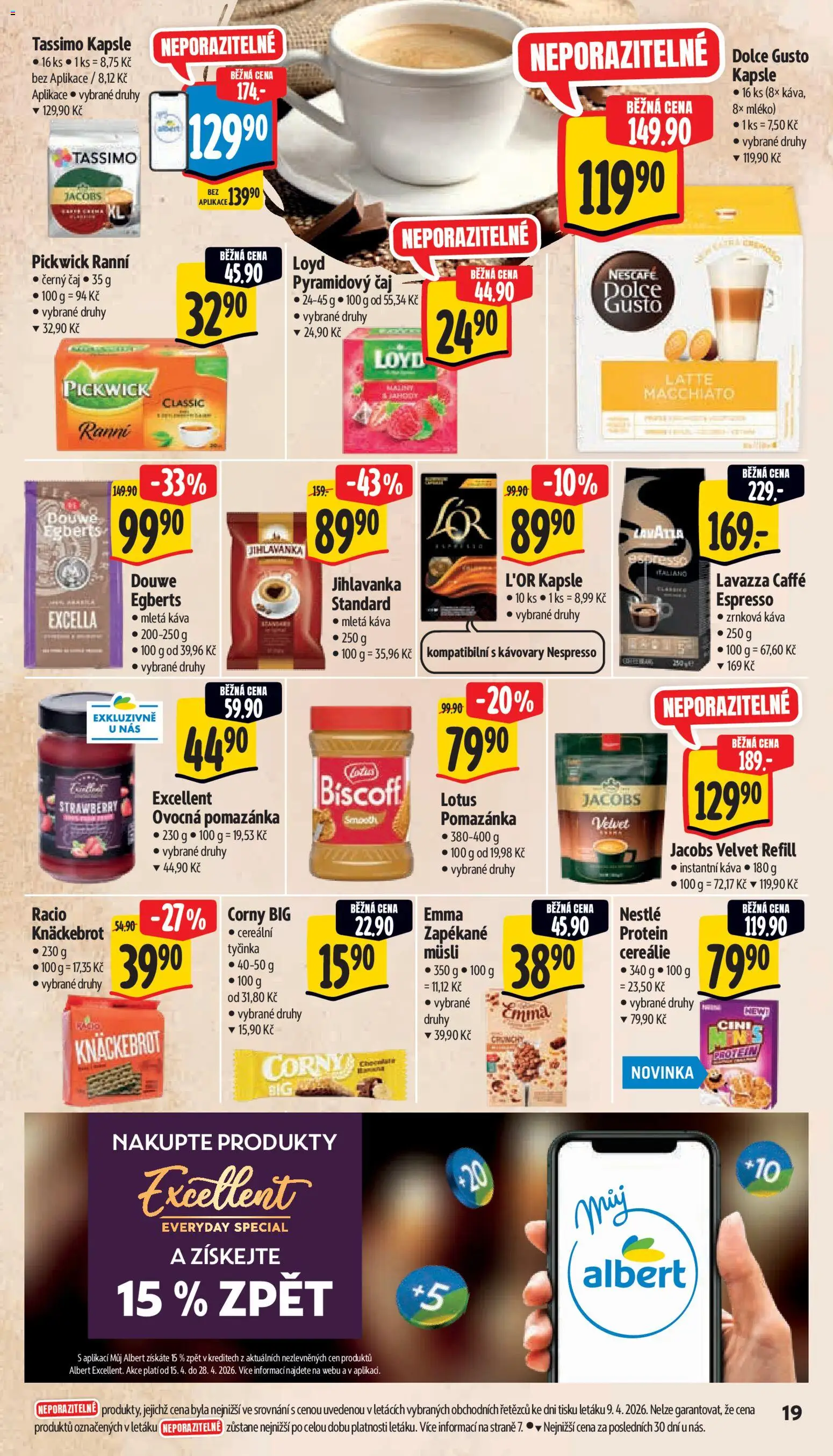 Albert leták - Supermarket od 15.04.2026 | Strana: 27 | Produkty: Čaj, Lavazza, Pomazánka, Zrnková káva