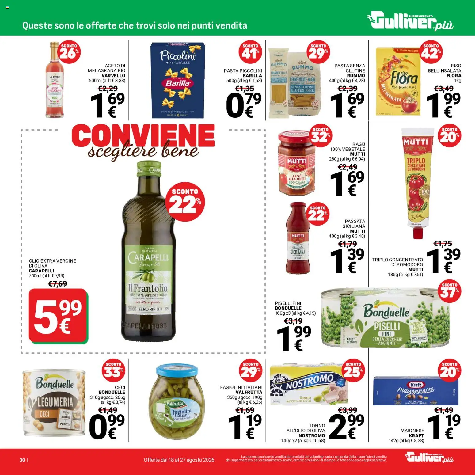 Volantino Gulliver del 18/08/2026 | Pagina: 30 | Prodotti: Maionese, Pasta, Ragú, Tonno