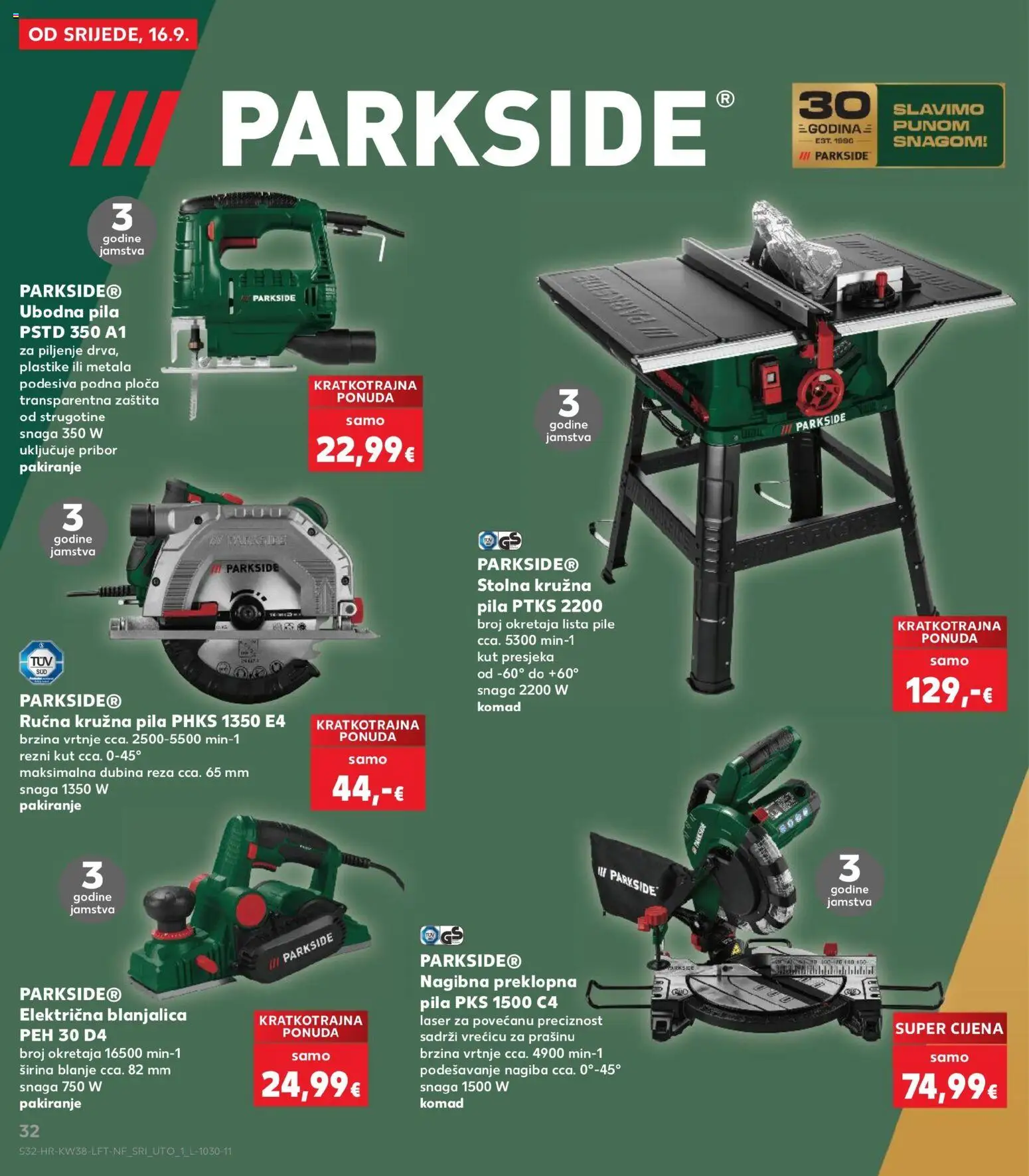 Kaufland HR akciós ujság - amely érvényes a következő dátumtól: 2026.09.16. | Oldal: 32 | Termékek: Parkside
