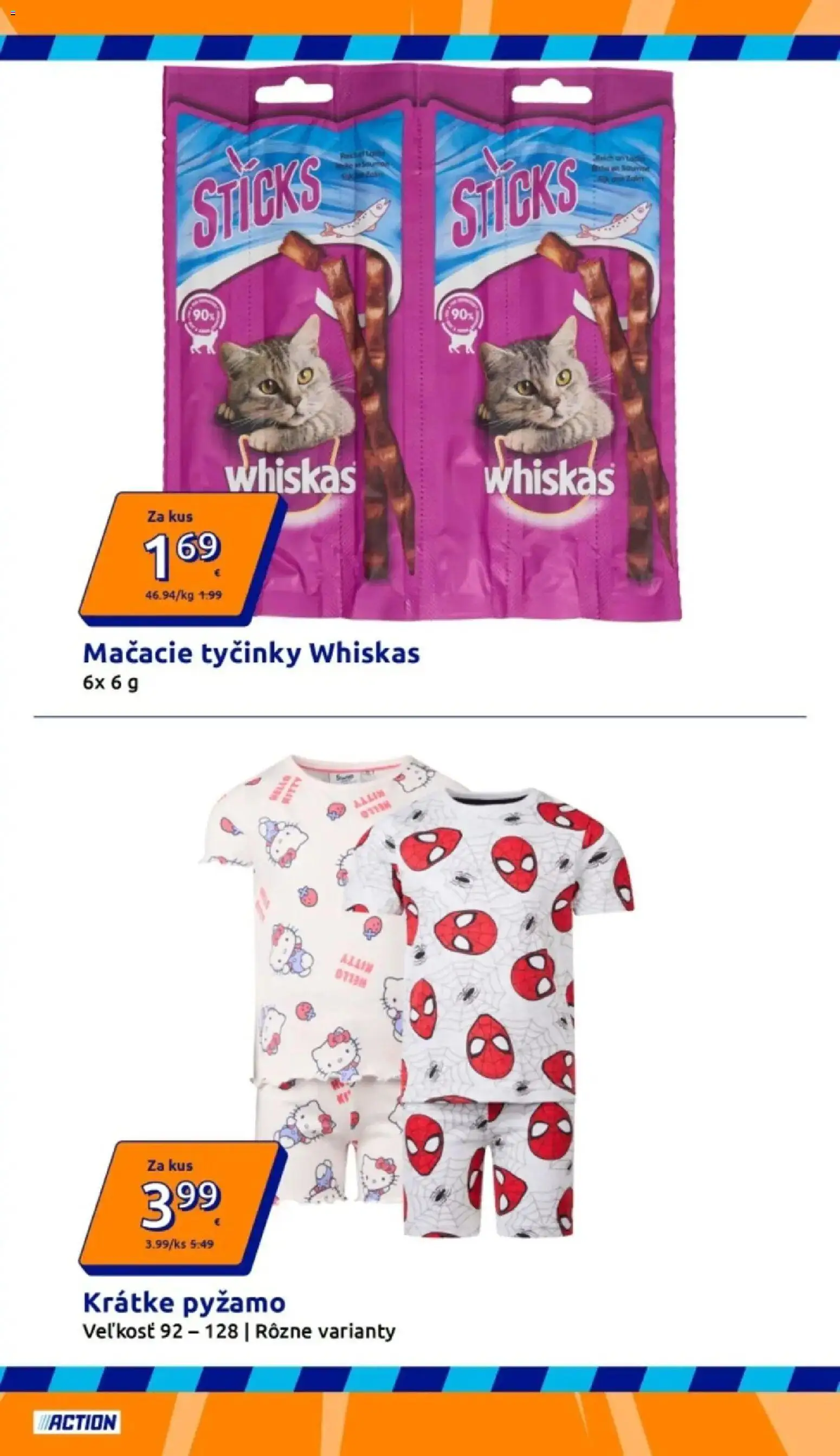 Nové Action akcie – leták je platný od 06.05.2026 | Strana: 2 | Produkty: Whiskas, Pyžamo