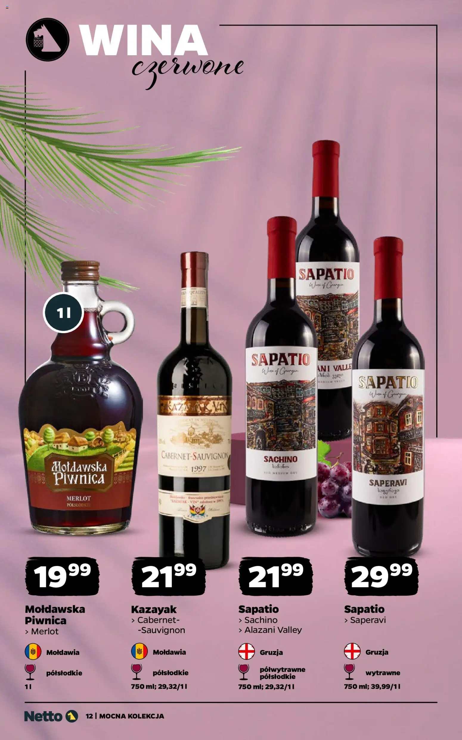 Netto gazetka - Wina od 06.07.2026 | Strona: 12 | Produkty: Alazani Valley, Merlot