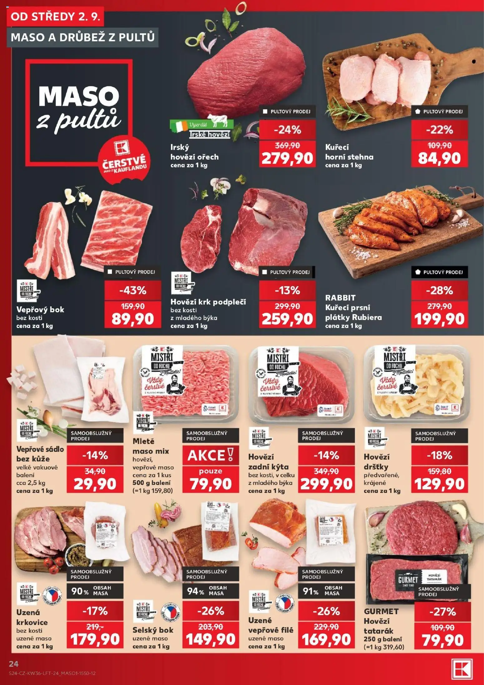 Kaufland leták - Praha 8 od 02.09.2026 | Strana: 24 | Produkty: Irské hovězí, Maso, Kýta, Hovězí tatarák