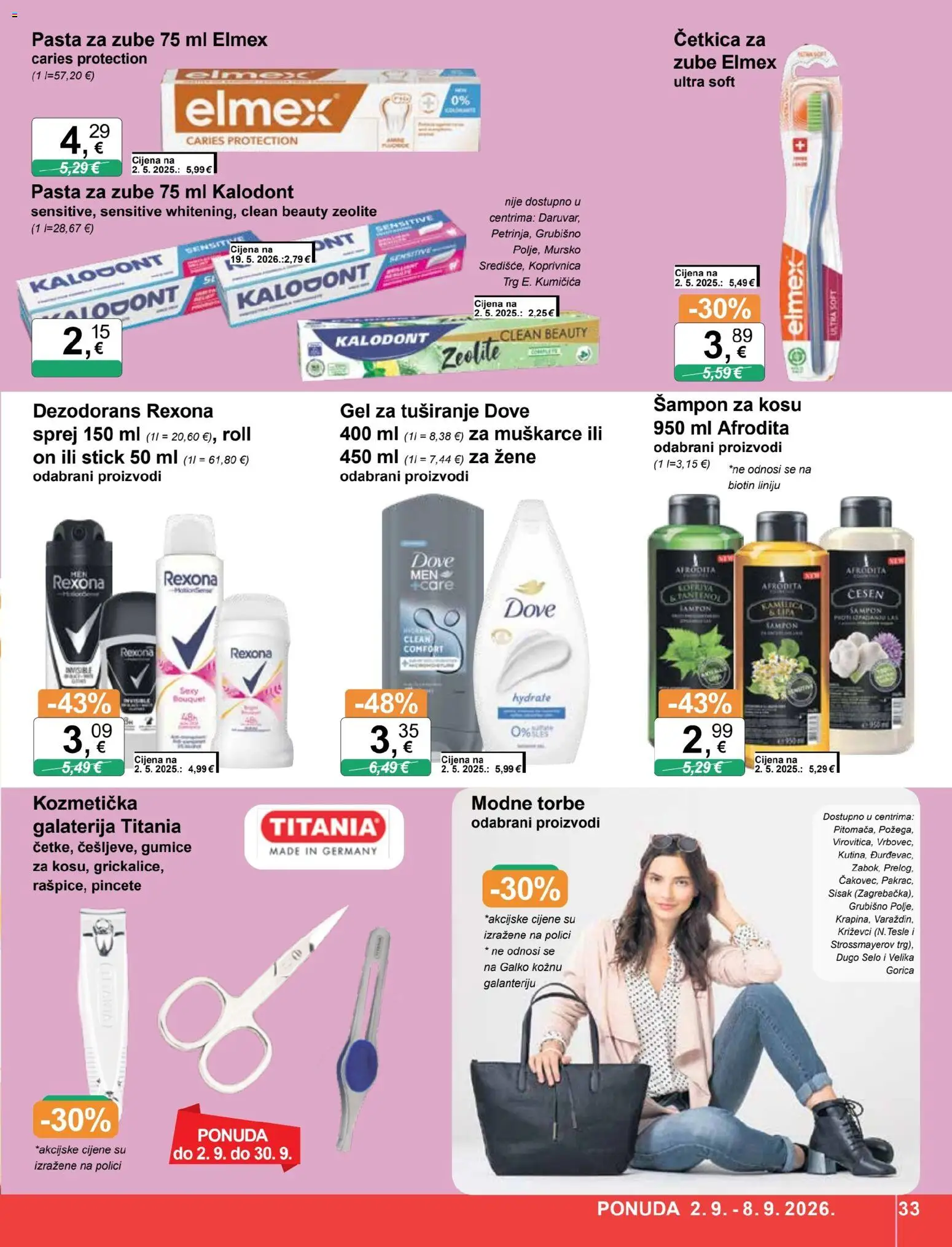 KTC katalog | vrijedi od 02.09.2026 | Stranica: 33 | Proizvodi: Šampon, Pasta za zube, Dove, Gumice