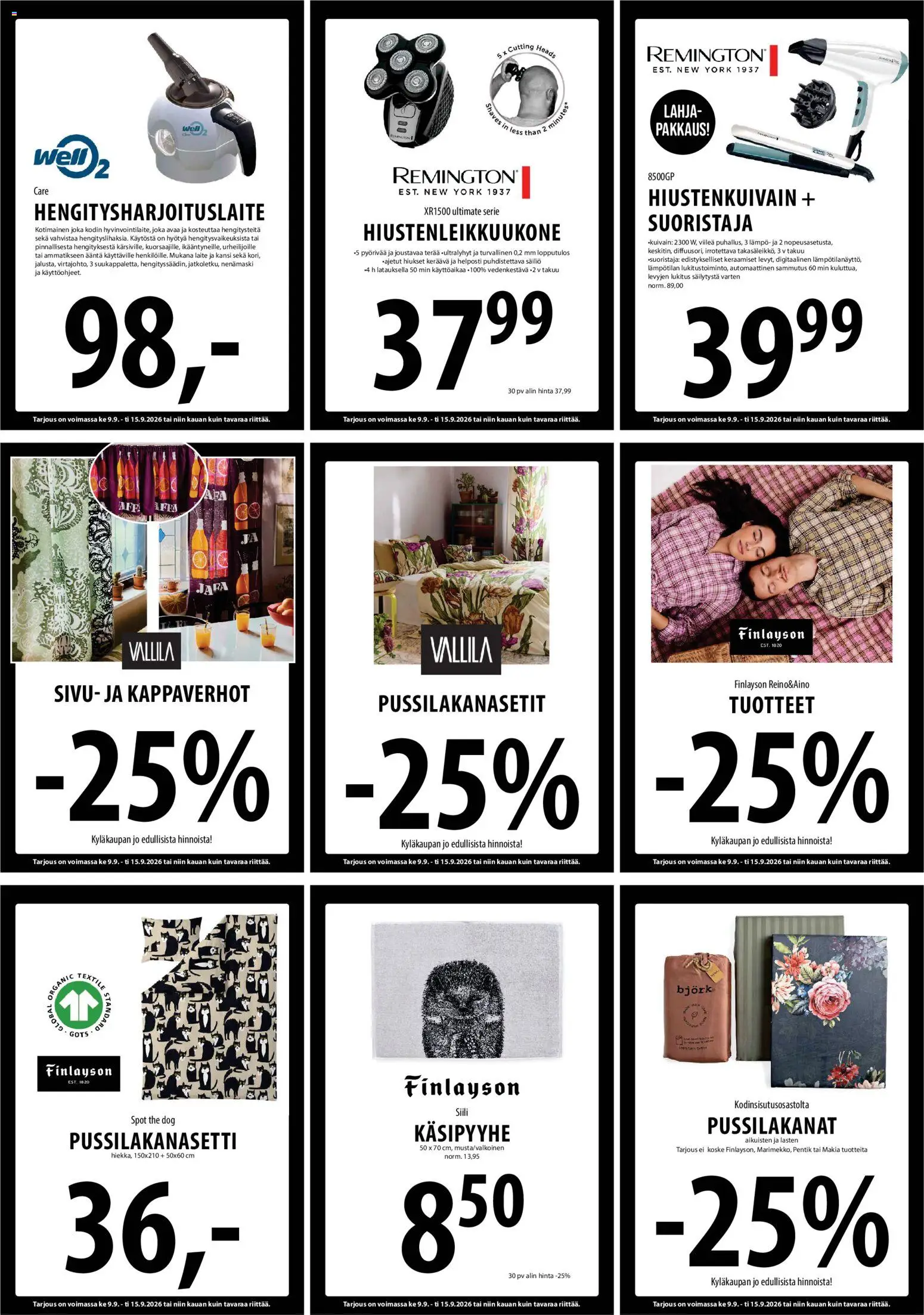 Tuuri tarjoukset – voimassa 09/09/2026 alkaen | Sivu: 16 | Tuotteet: Pussilakanasetti, Kansi, Hengitysharjoituslaite