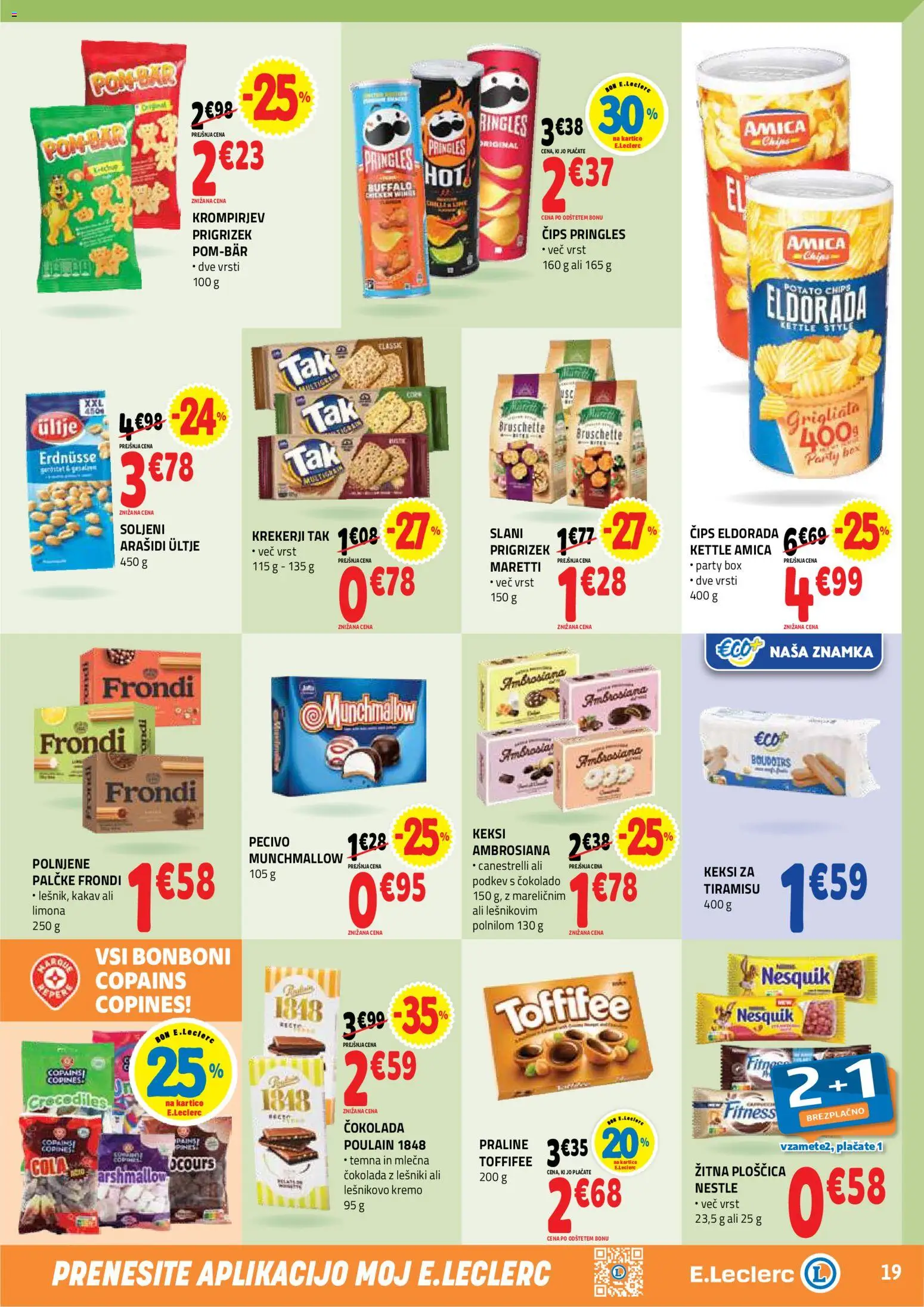 Novi E.leclerc katalog ponudbe – veljaven od 08.07.2026 | Stran: 19 | Izdelki: Keksi, Bonboni, Arašidi, Limona