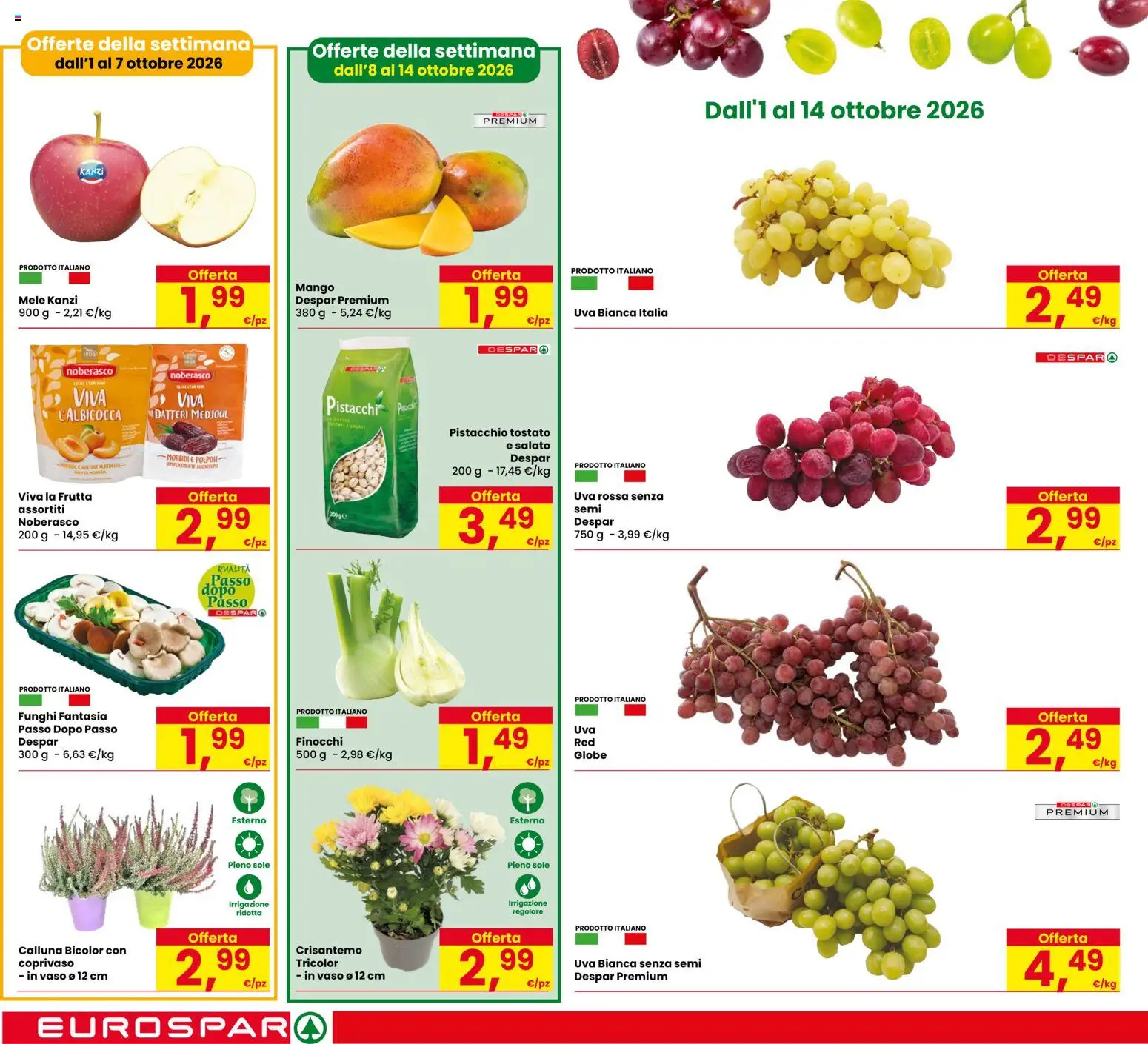 Volantino Eurospar del 01/10/2026 | Pagina: 10 | Prodotti: Mele, Funghi, Pistacchi, Vaso