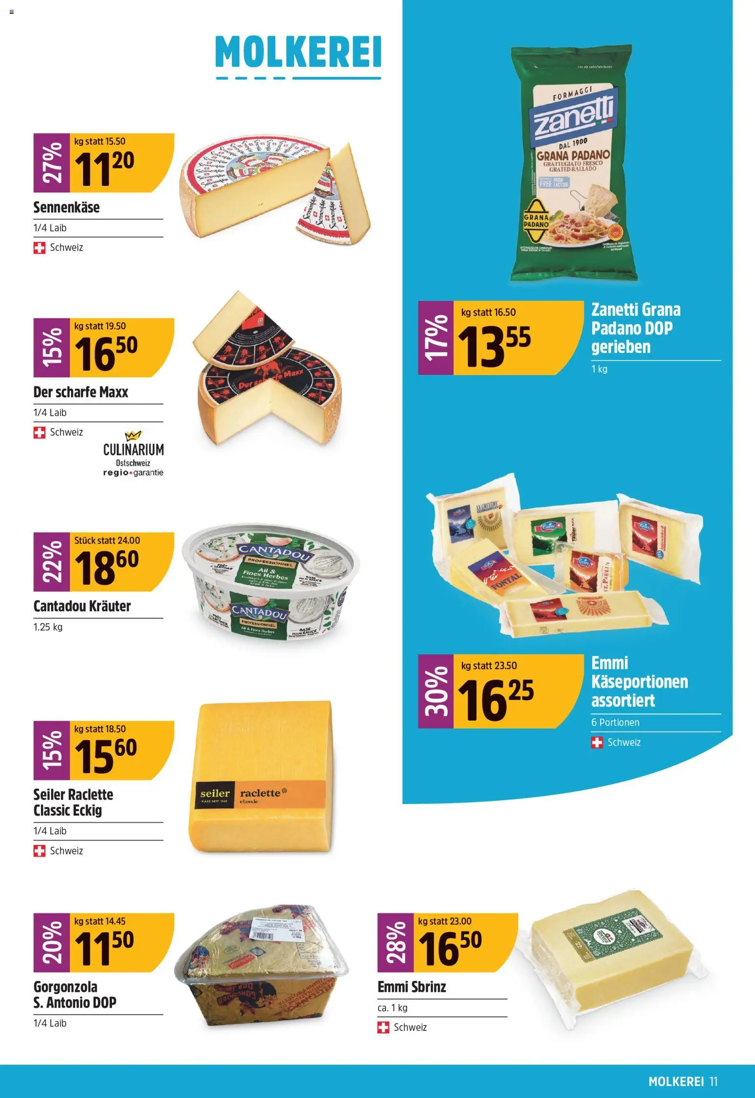 TopCC aktionen – gültig ab 07.09.2026 | Seite: 11 | Produkte: Grana Padano, Raclette