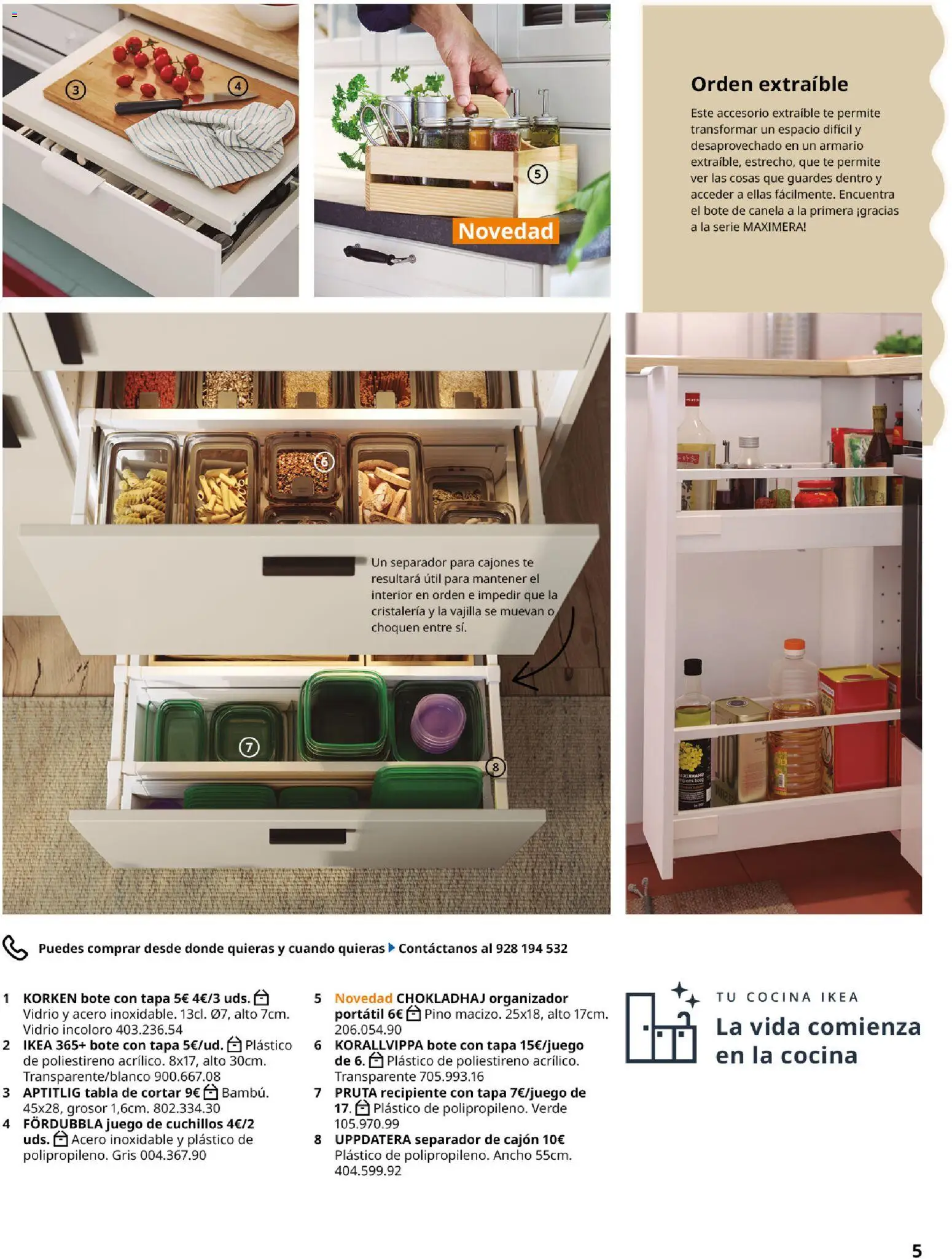 Catálogo IKEA Organización en el hogar │ válido desde el 15/01/2026 | Página: 5 | Productos: Tabla de cortar, Βρεφικό κρεβάτι, Cocina, Armario