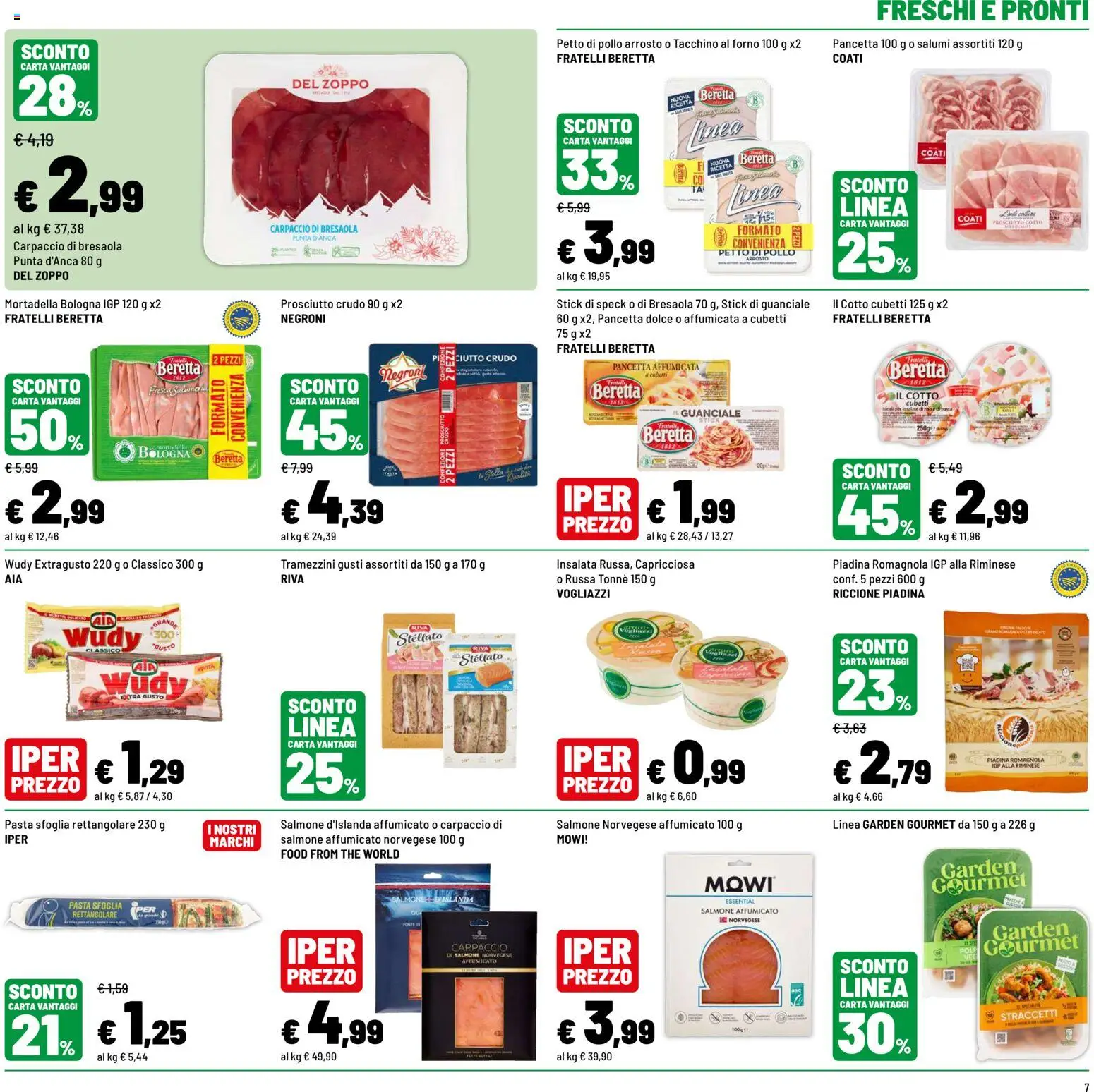 Volantino Iper del 20/07/2026 | Pagina: 7 | Prodotti: Salmone affumicato, Speck, Tacchino, Forno