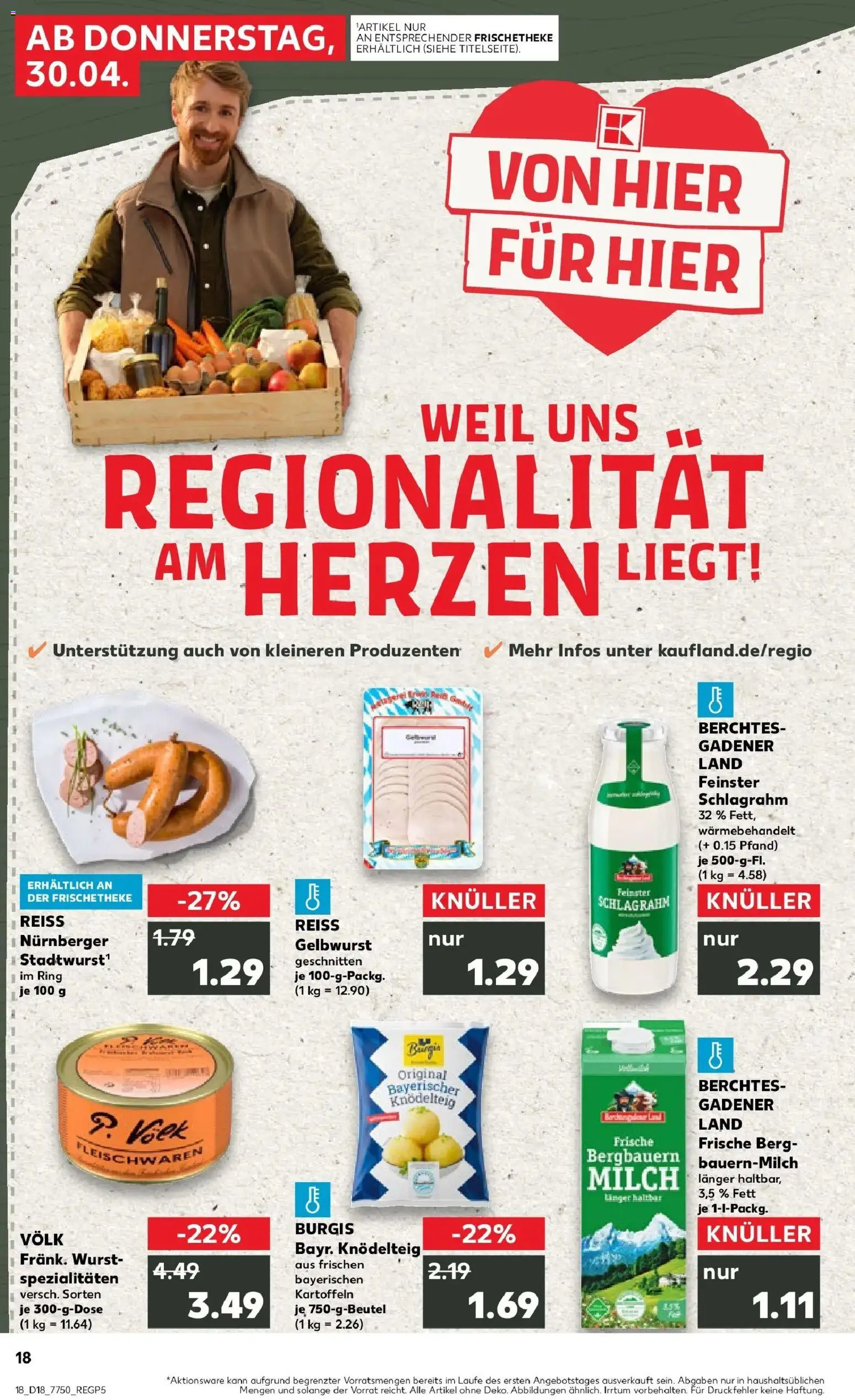Prospekt Kaufland ab 30.04.2026 » Angebote Online zum Blättern | Seite: 18 | Produkte: Milch, Kartoffeln, Wurst