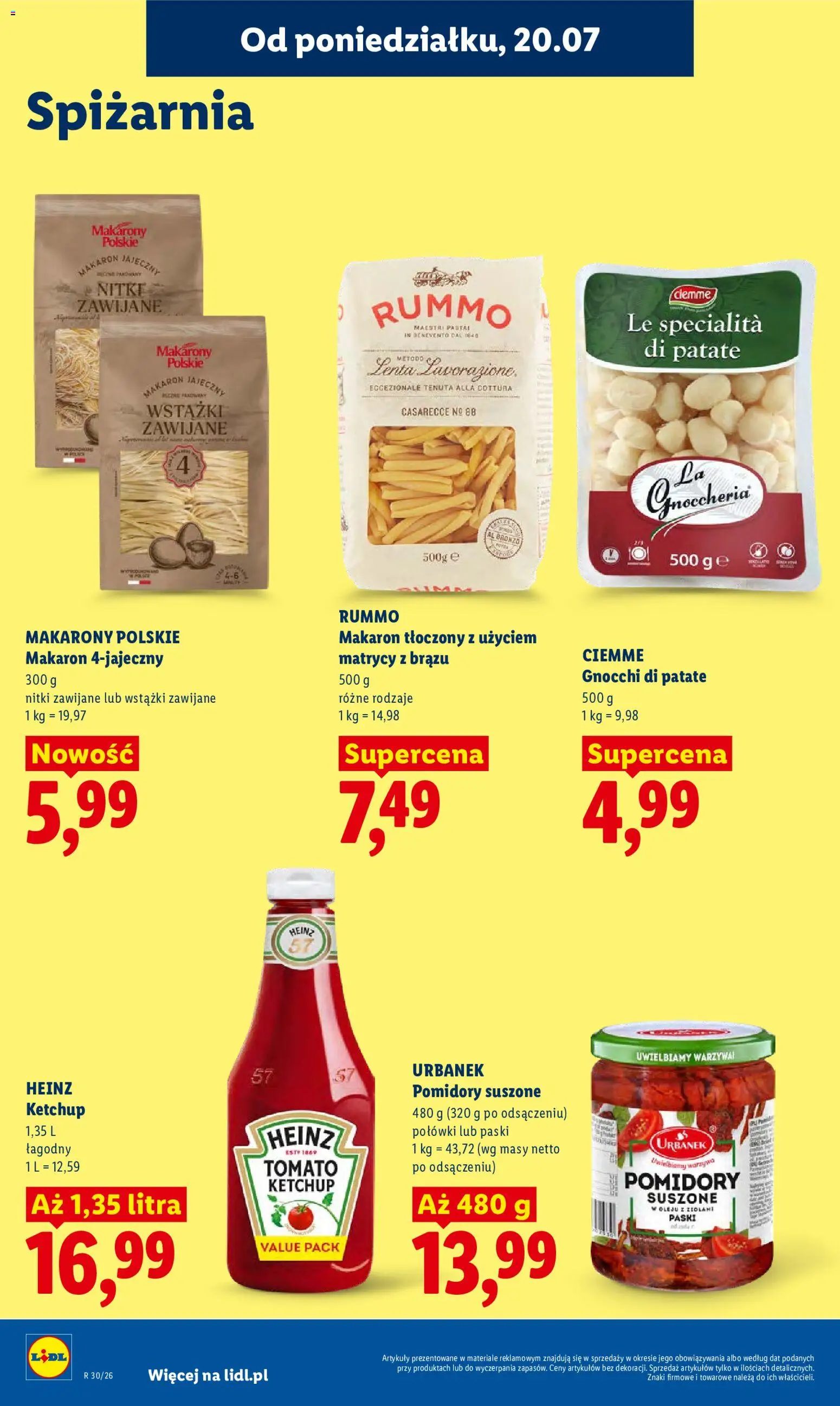 Lidl gazetka od 20.07.2026 | Strona: 90 | Produkty: Pasta, Pomidory, Makarony, Warzywa