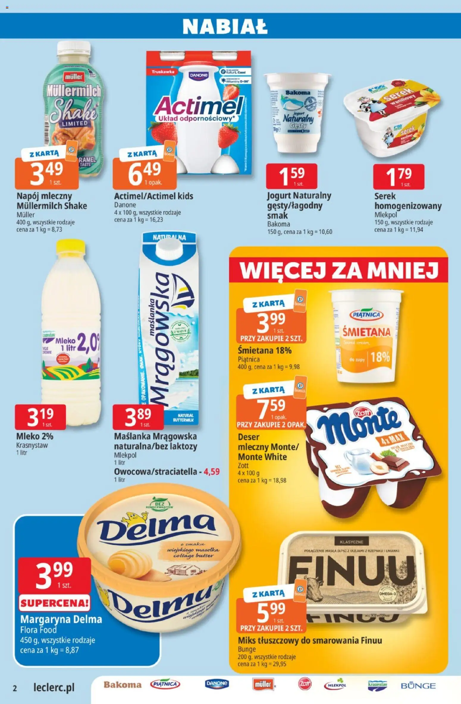 E.Leclerc gazetka od 28.07.2026 | Strona: 2 | Produkty: Karta, Maślanka, Jogurt, Śmietana
