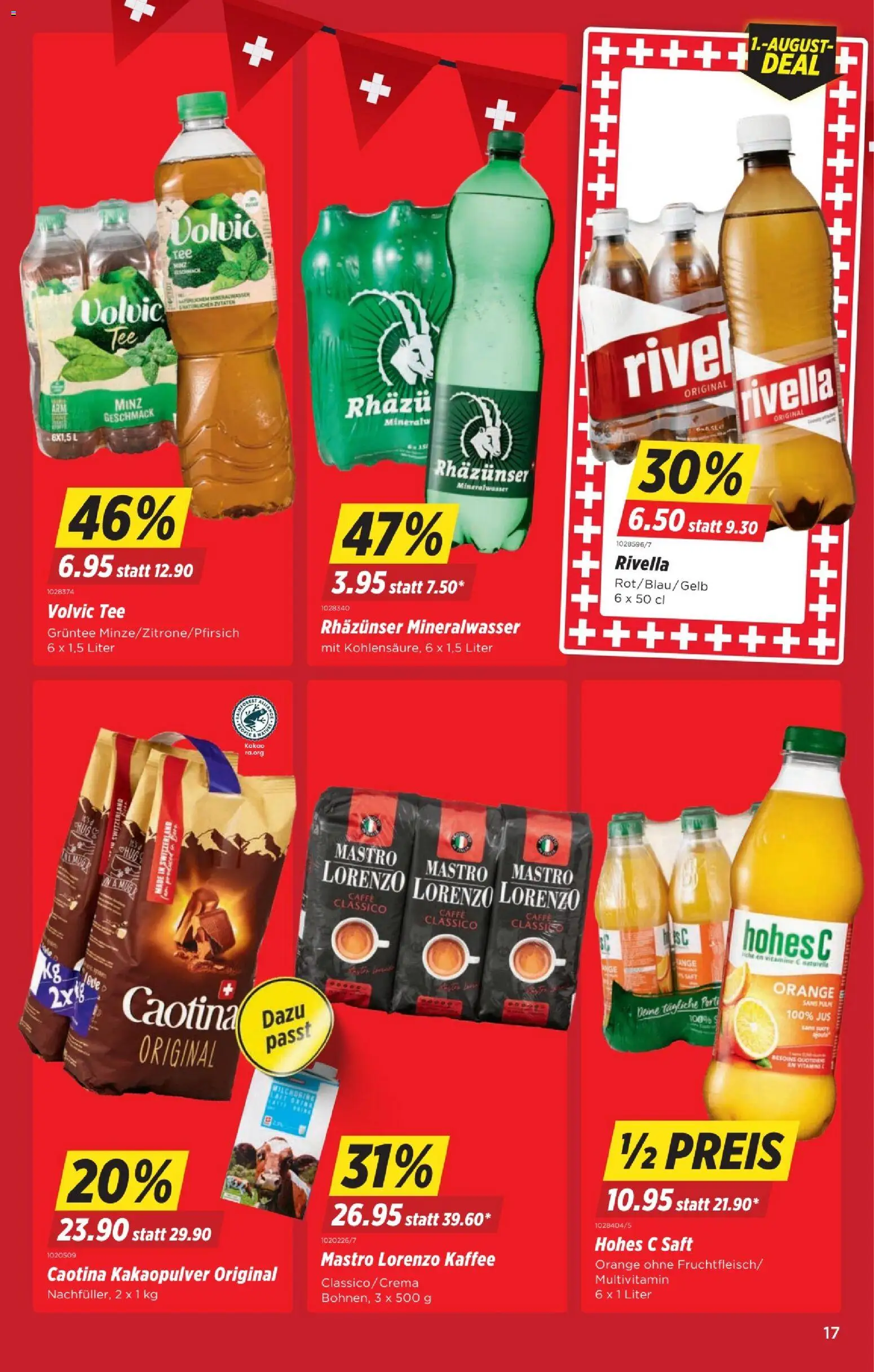 Denner aktionen – gültig ab 30.07.2026 | Seite: 17 | Produkte: Mineralwasser, Kaffee, Saft, Tee