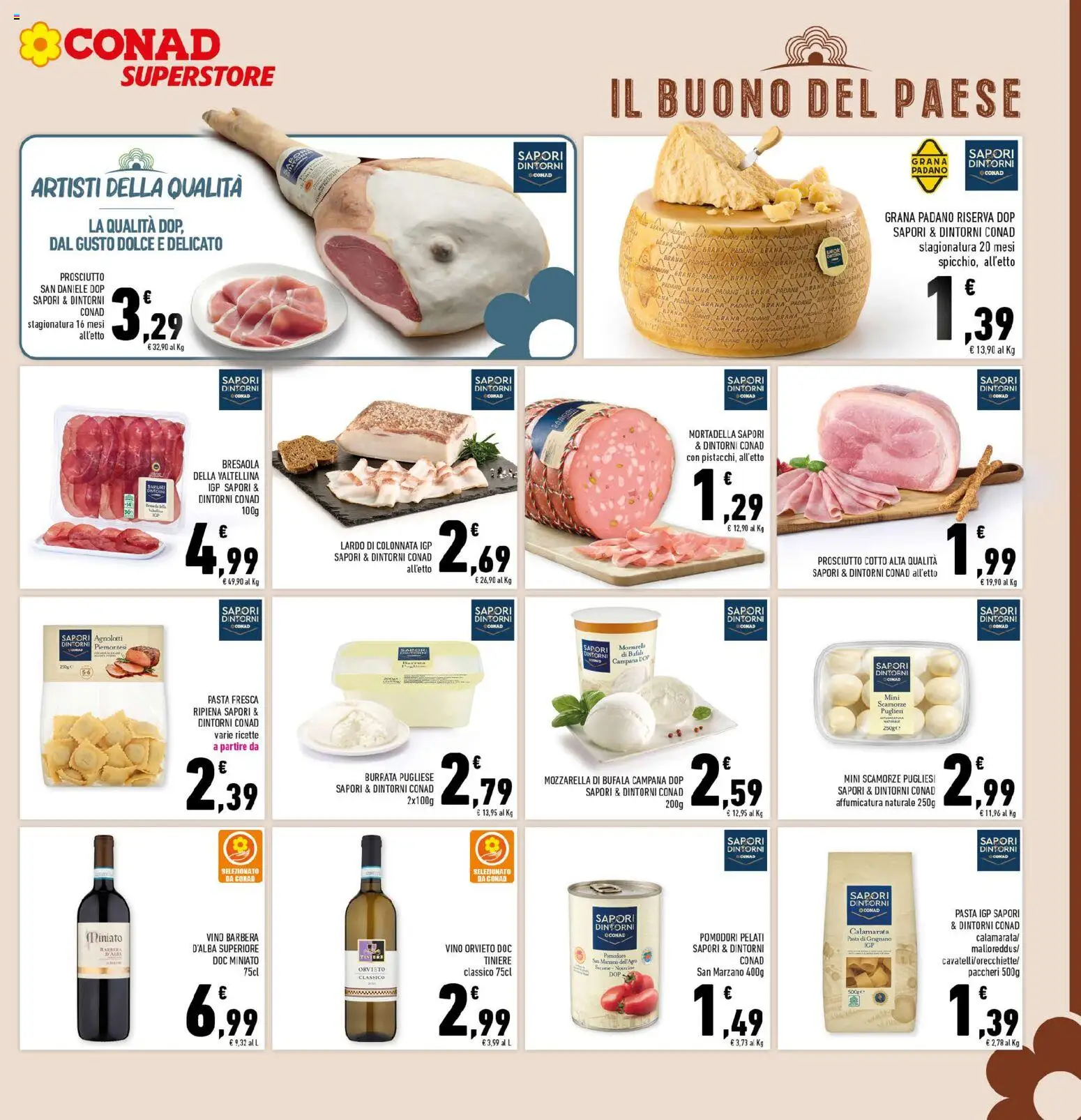 Volantino Conad del 07/10/2026 | Pagina: 11 | Prodotti: Bresaola, Mortadella, Grana Padano, Burrata