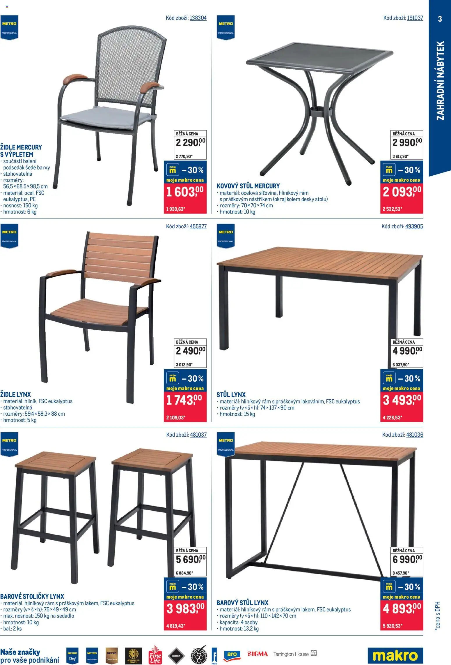 Makro leták - Letní sezona od 20.05.2026 | Strana: 3 | Produkty: Eukalyptus, Podsedák, Židle, Desky