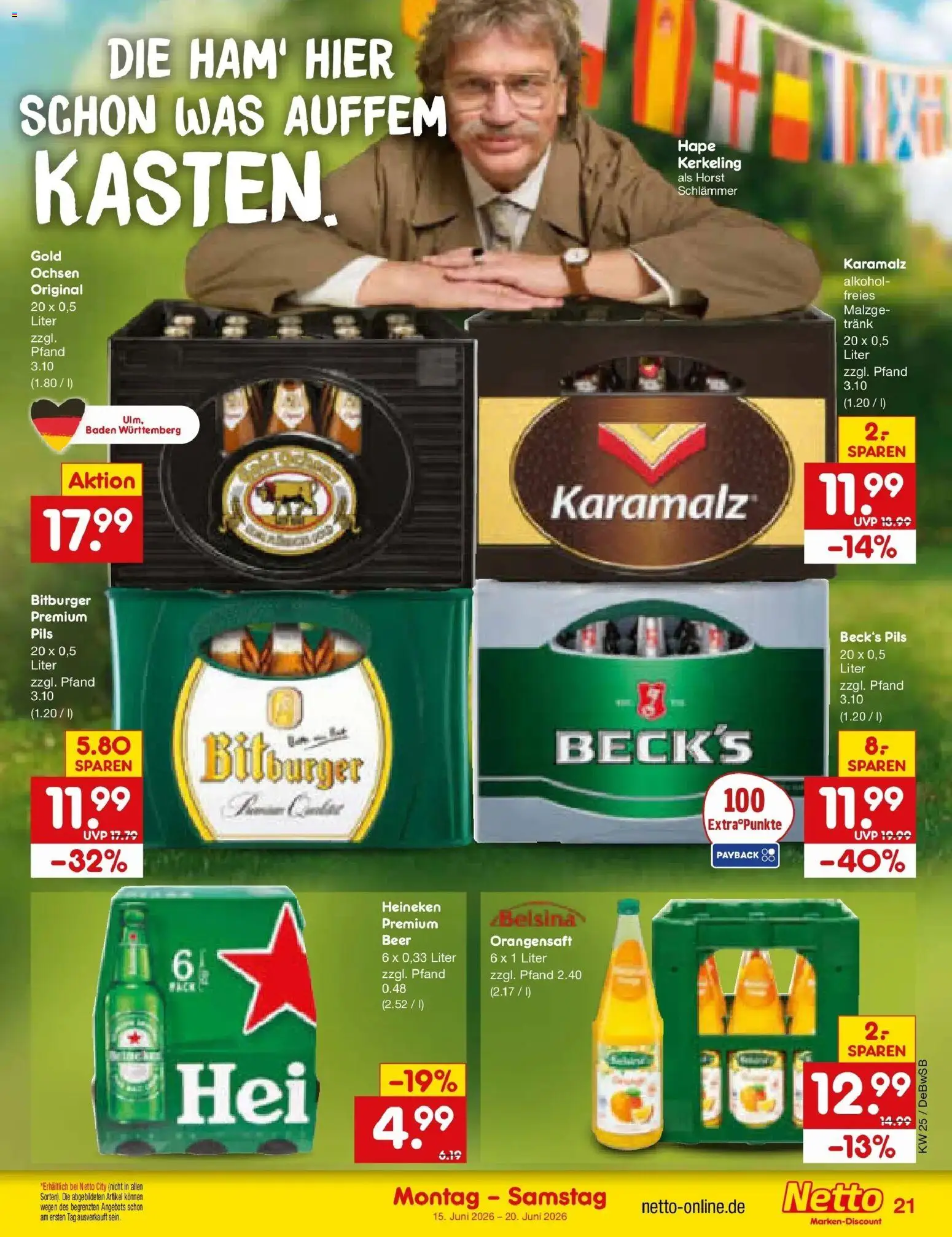 Netto Marken-Discount Prospekt Waiblingen-Bittenfeld – gültig ab 15.06.2026 | Seite: 27 | Produkte: Bitburger, Pils, Orangensaft, Heineken