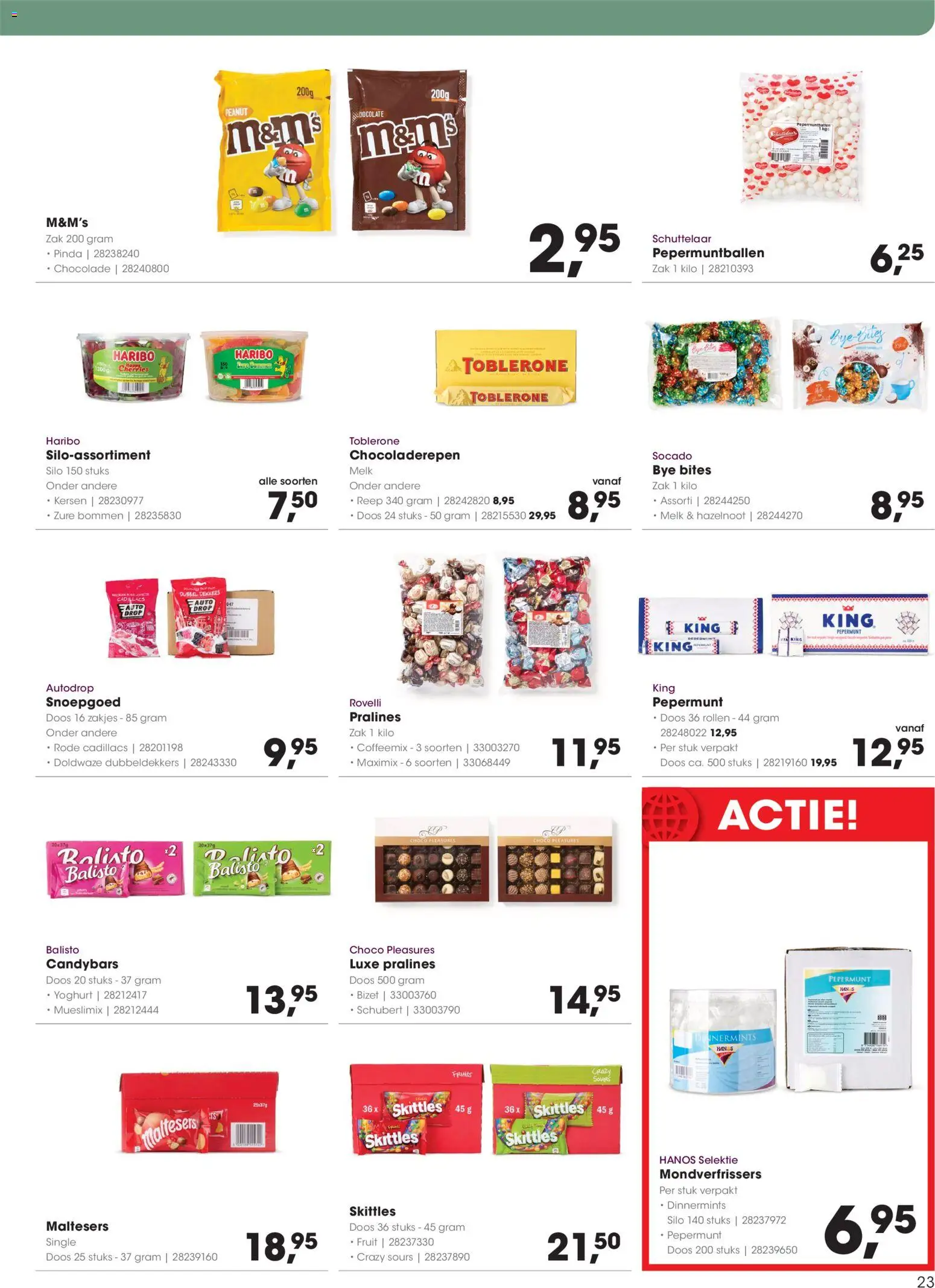 {H1} | Pagina: 23 | Producten: Kersen, Melk, Chocolade, Zak