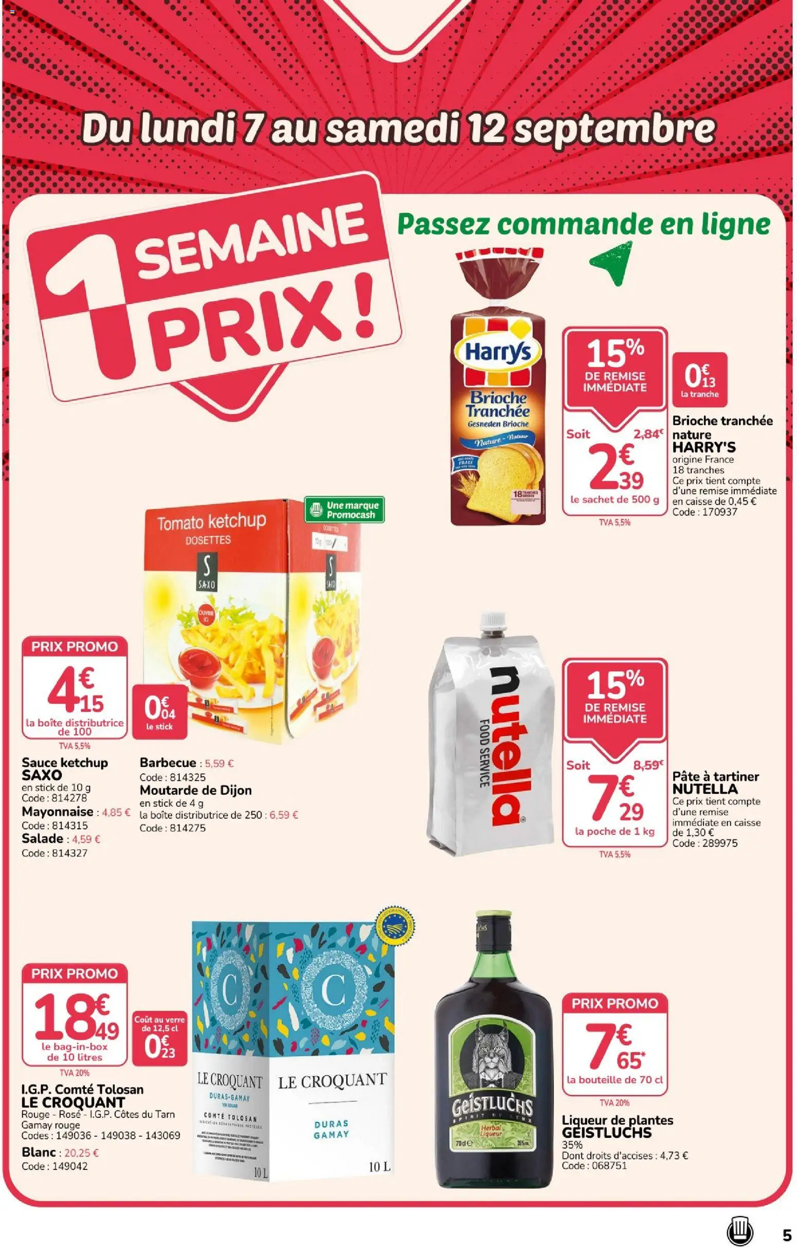 {H1} | Page: 5 | Produits: Plantes, Pâte à tartiner, Bouteille, Nutella