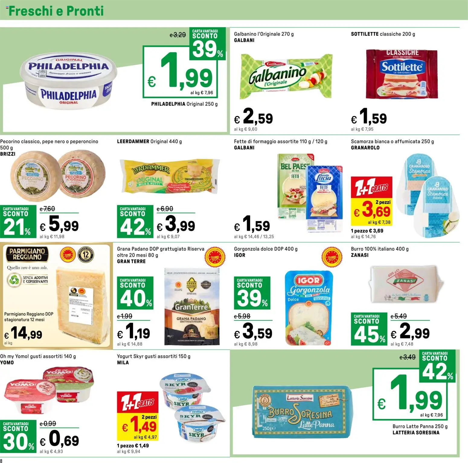 Volantino Iper del 22.05.2026 | Pagina: 8 | Prodotti: Yogurt, Mozzarella, Formaggio, Parmigiano reggiano