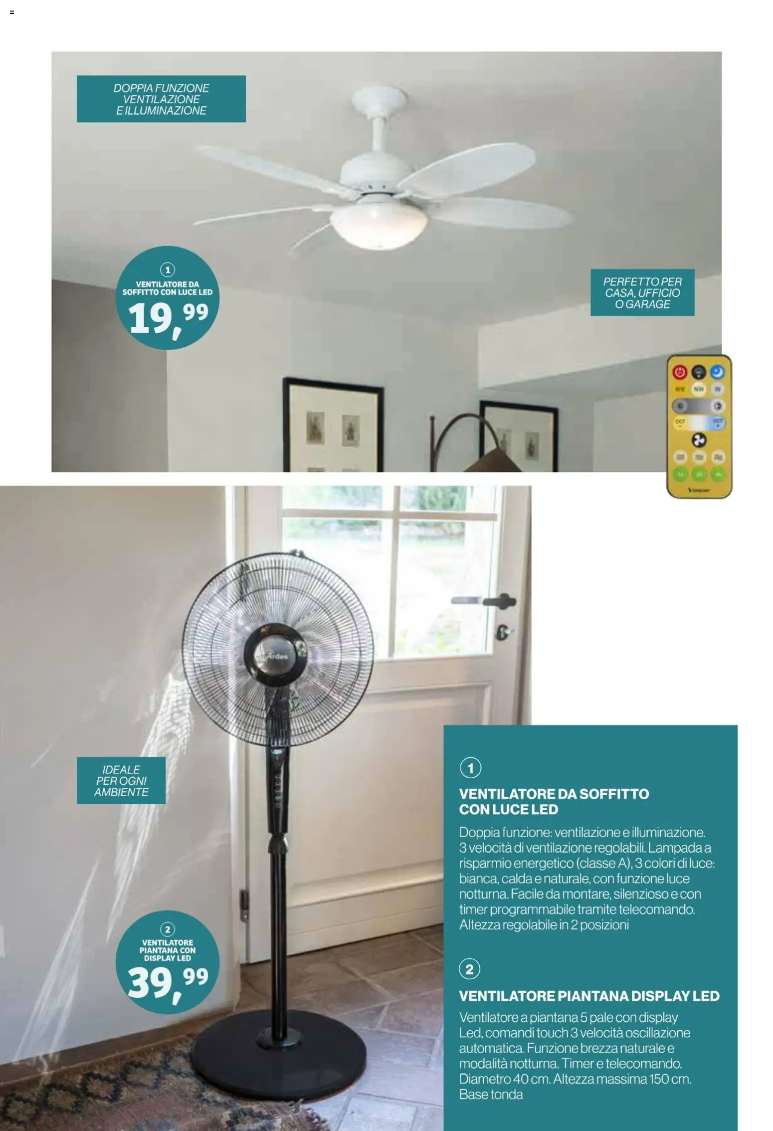 Volantino IN's del 13/05/2026 | Pagina: 4 | Prodotti: Ventilatore a piantana, Lampada, Illuminazione, Luce LED