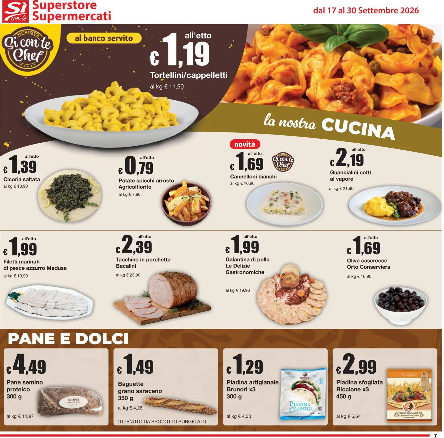 Volantino Sì con Te del 17/09/2026 | Pagina: 7 | Prodotti: Pollo, Pesce, Baguette, Tacchino