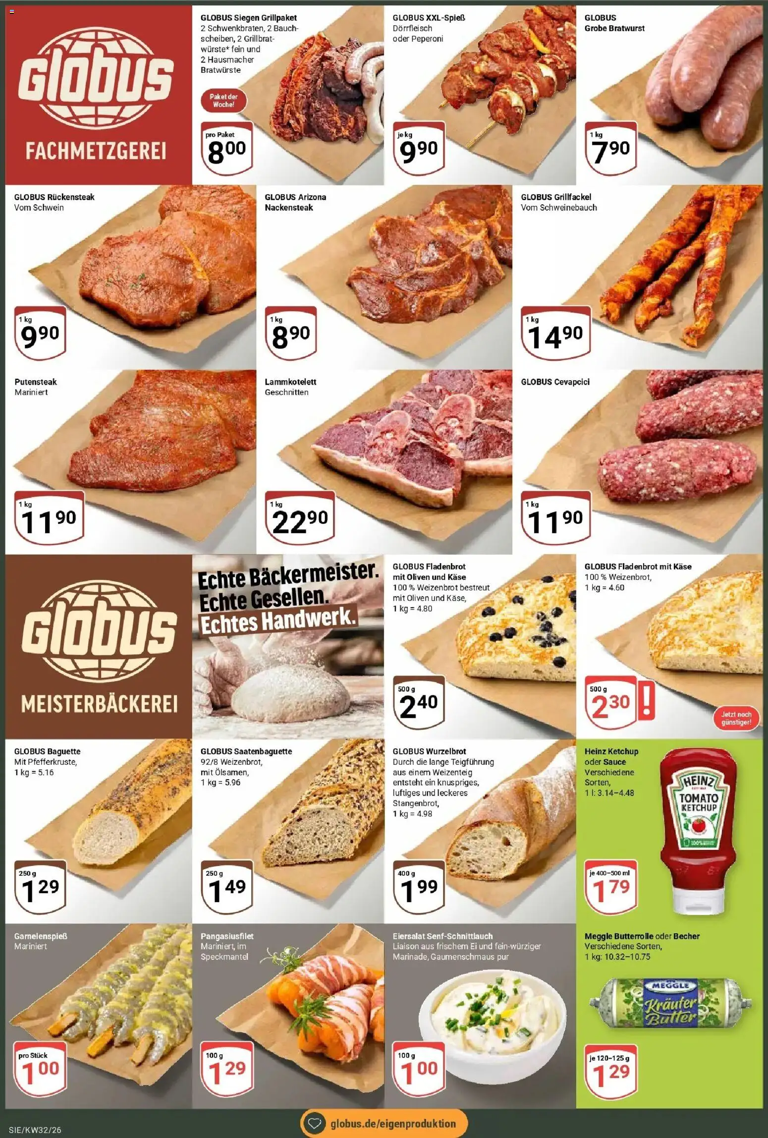 Globus Prospekt Siegen (ab 03.08.2026) » Angebote online | Seite: 2 | Produkte: Käse, Schweinebauch, Cevapcici, Baguette