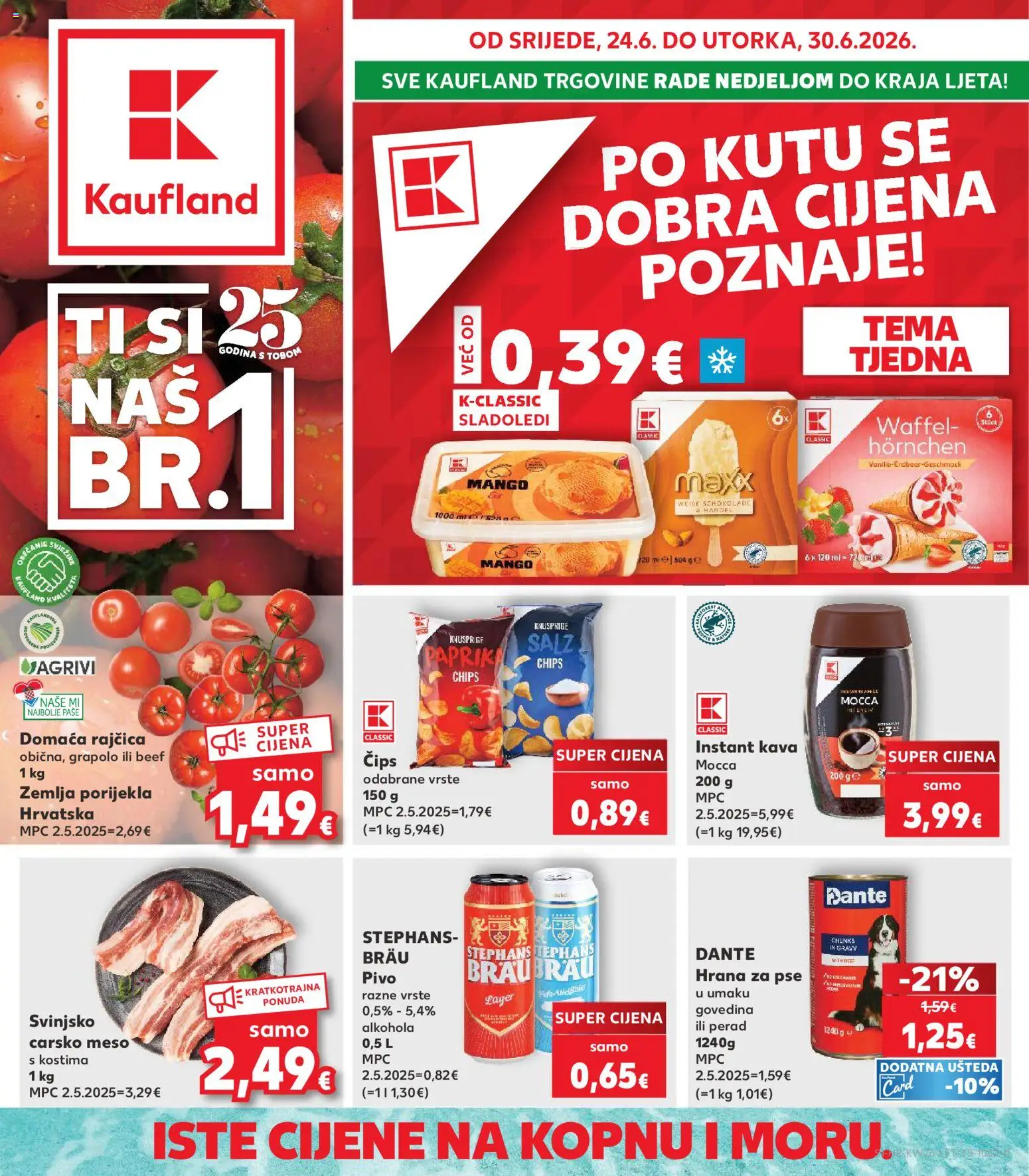 Kaufland HR akciós ujság - amely érvényes a következő dátumtól: 2026.06.24. | Oldal: 1 | Termékek: Chips, Mangó