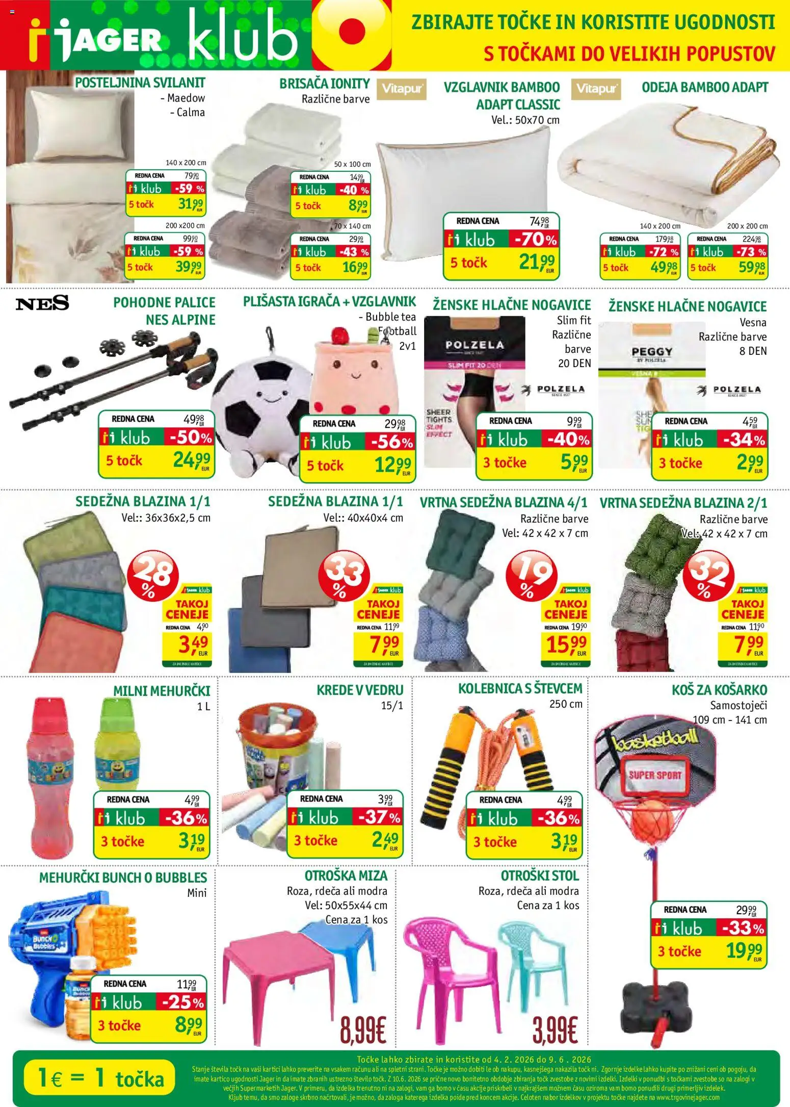 Novi Jager katalog ponudbe – veljaven od 03.06.2026 | Stran: 3 | Izdelki: Vzglavnik, Miza, Stol, Hlacne nogavice