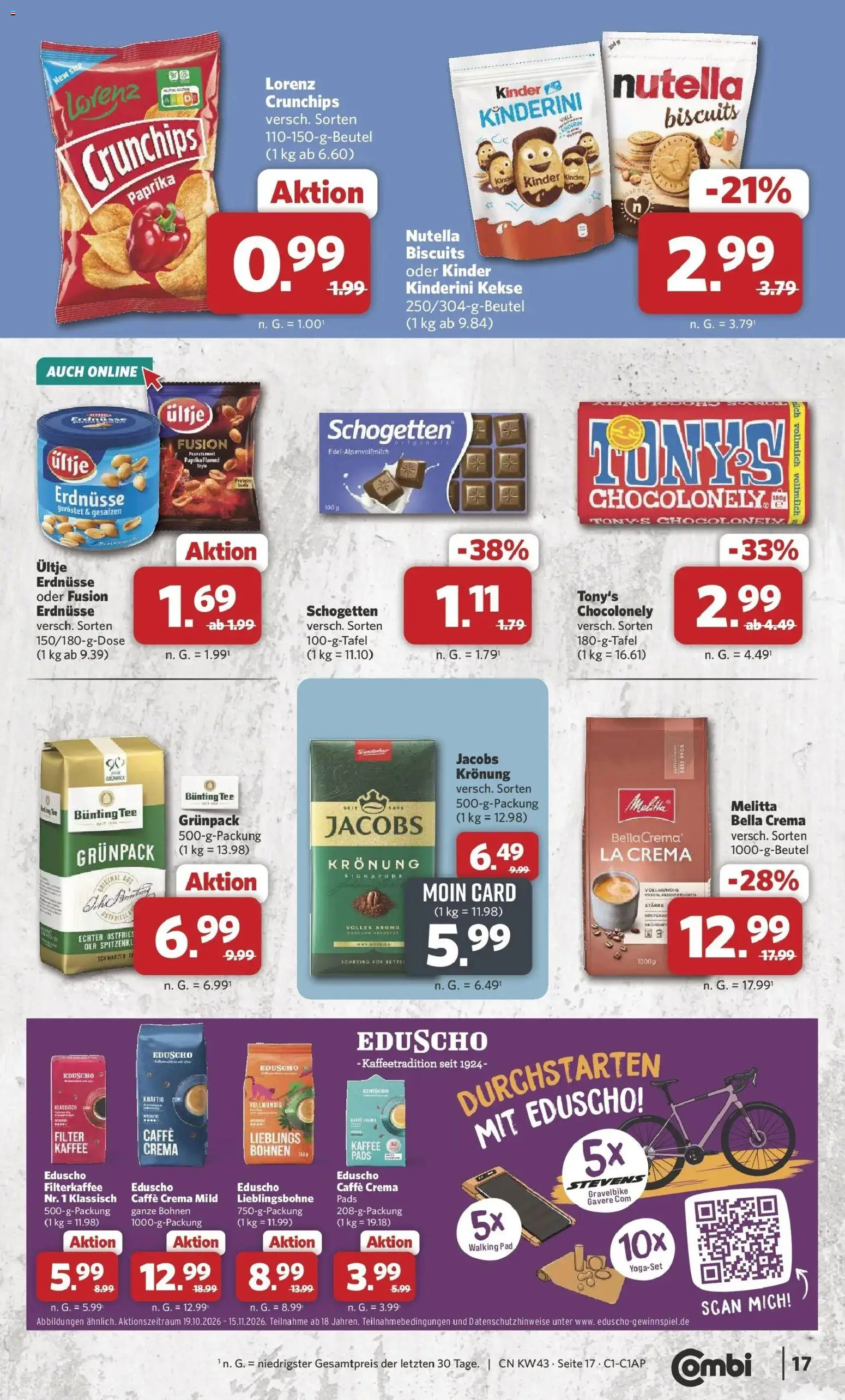 Combi Prospekt Weener (ab 19.10.2026) zum Blättern | Seite: 17 | Produkte: Melitta, Walking, Nutella, Schogetten