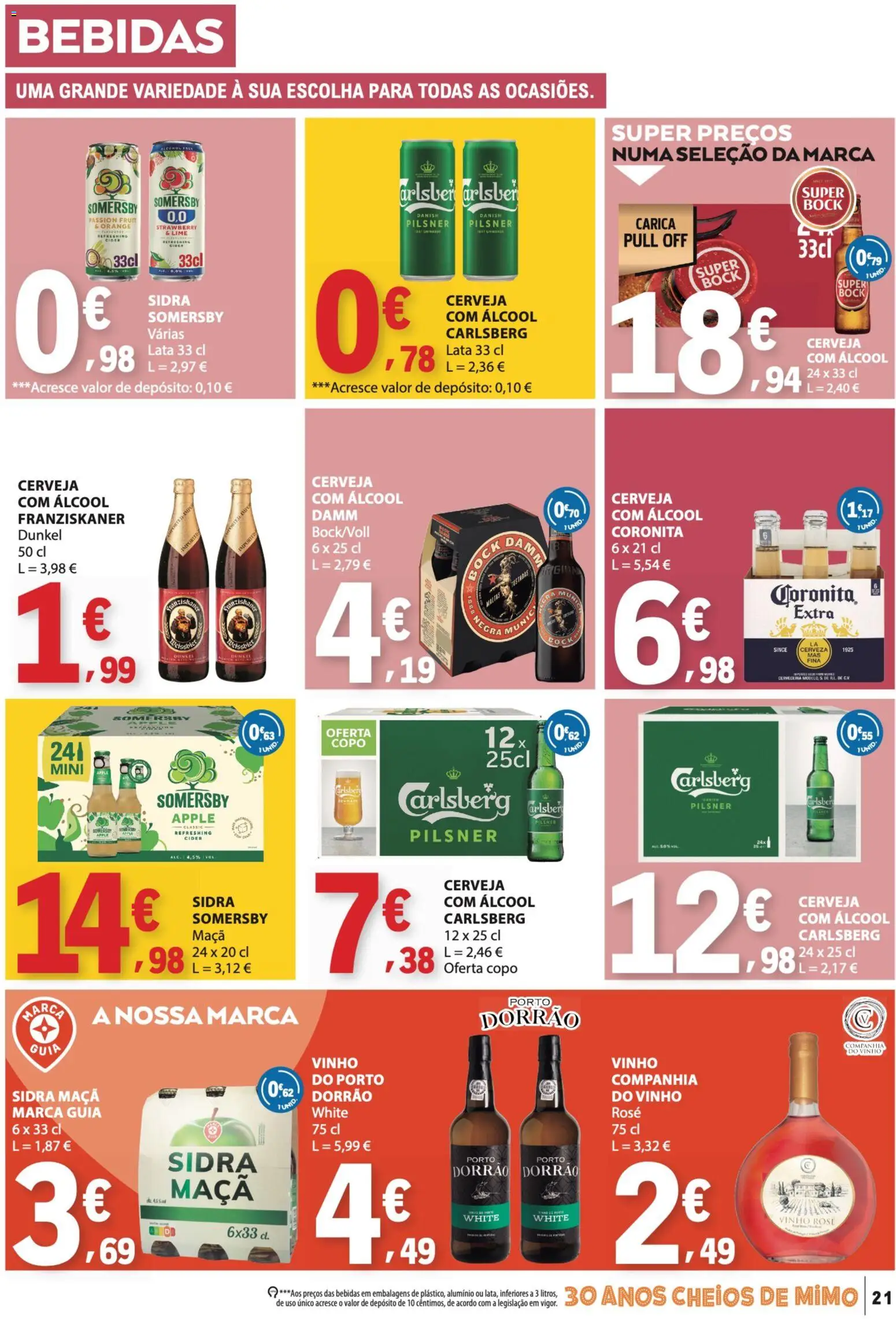 E.Leclerc folheto │ válido de 09/07/2026 | Página: 21 | Produtos: Super bock, Vinho, Cerveja, Somersby