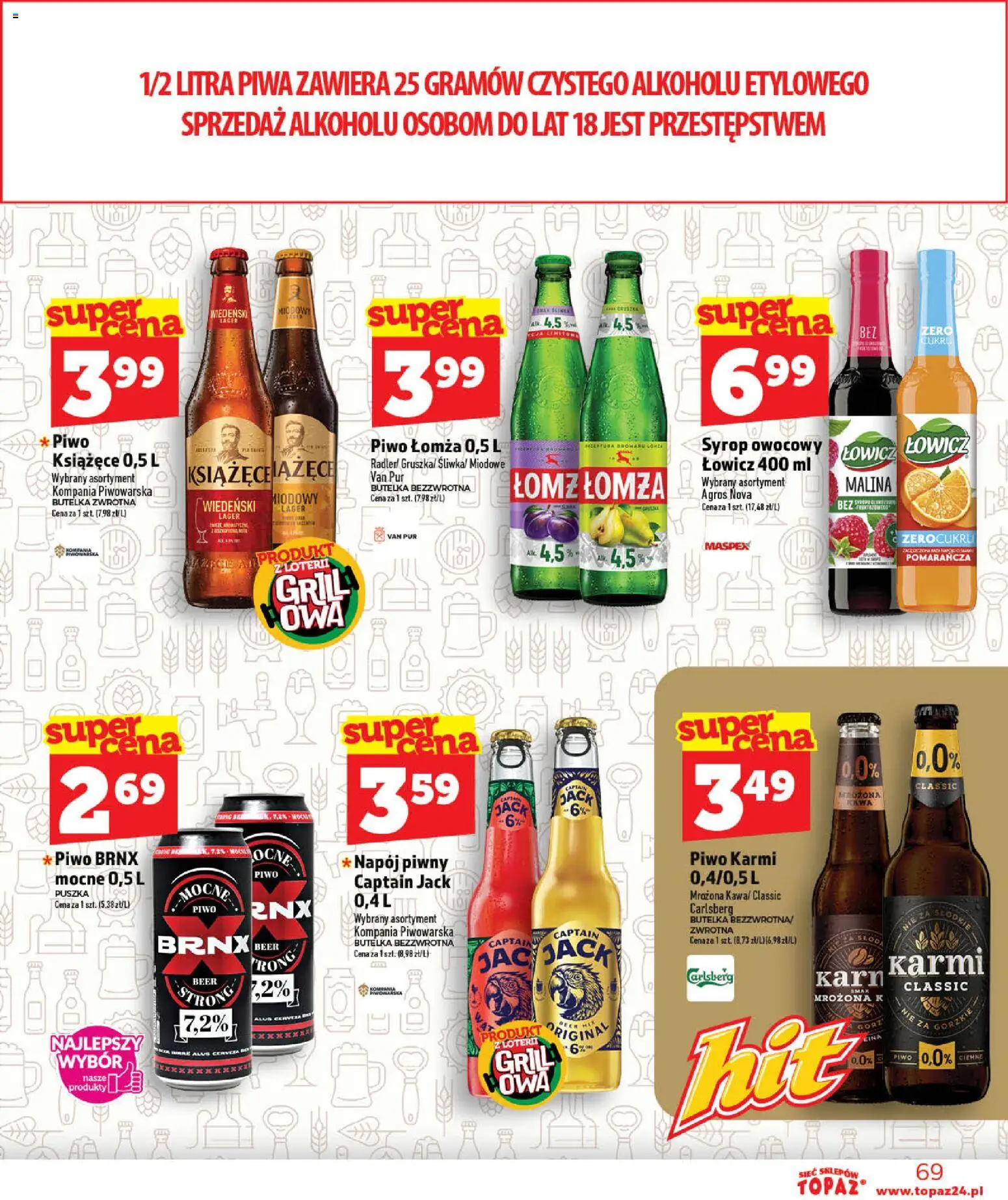 Topaz gazetka - Otwarcie Stoczek Łukowski od 30.05.2026 | Strona: 69 | Produkty: Syrop, Malina, Kawa, Piwo