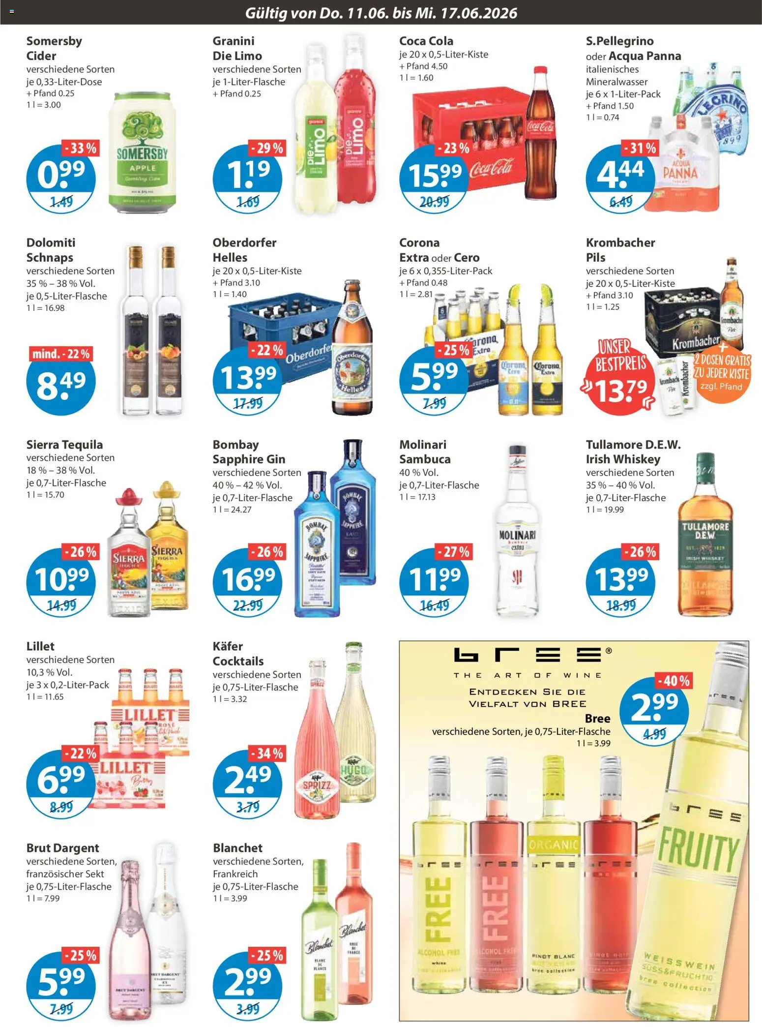 V-Markt Schwaben / Oberbayern – gültig ab 11.06.2026 | Seite: 9 | Produkte: Coca cola, Weißwein, Krombacher, Brut dargent
